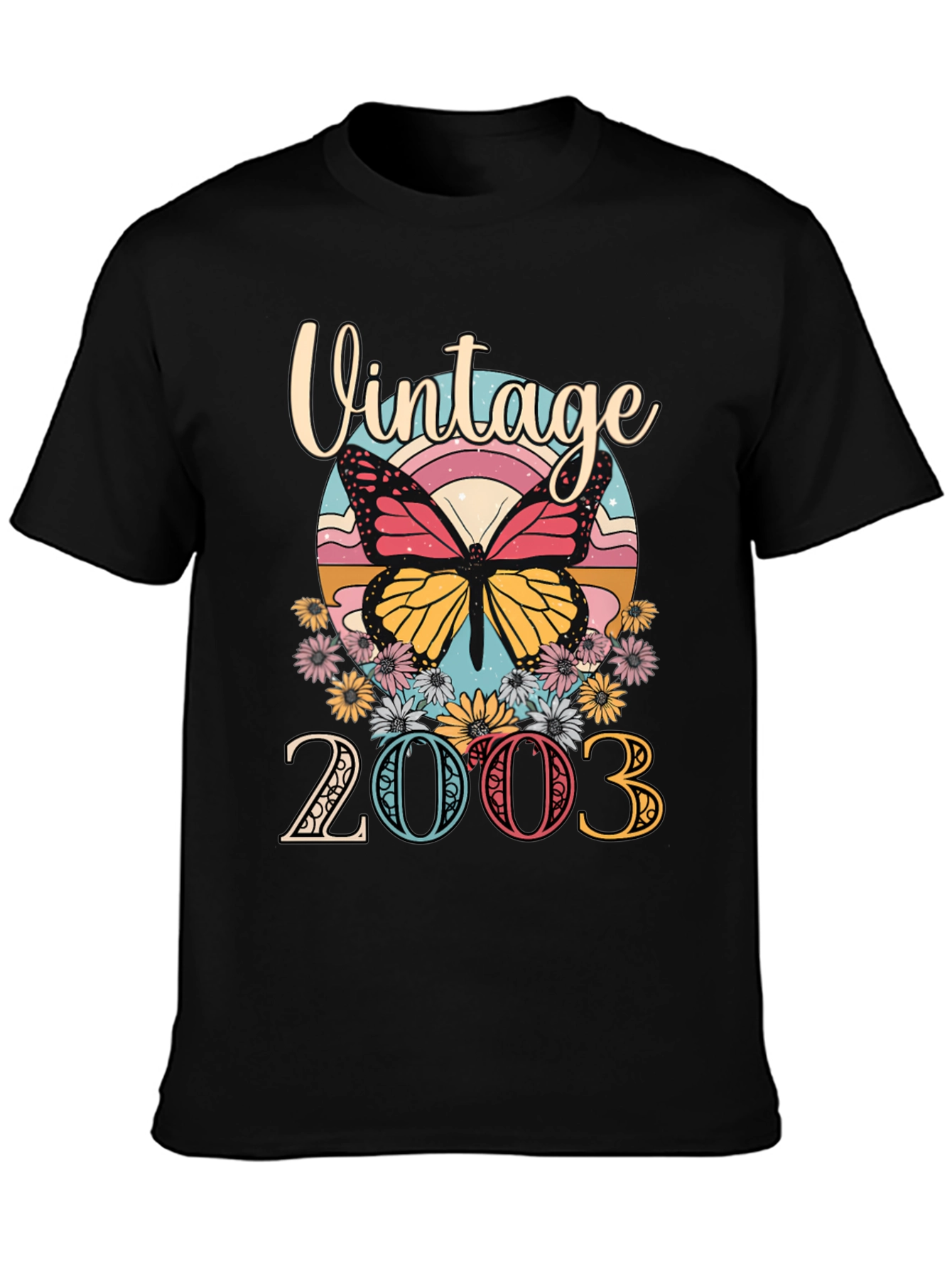 Black Vintage 2003 Butterfly Graphic Tee view 3