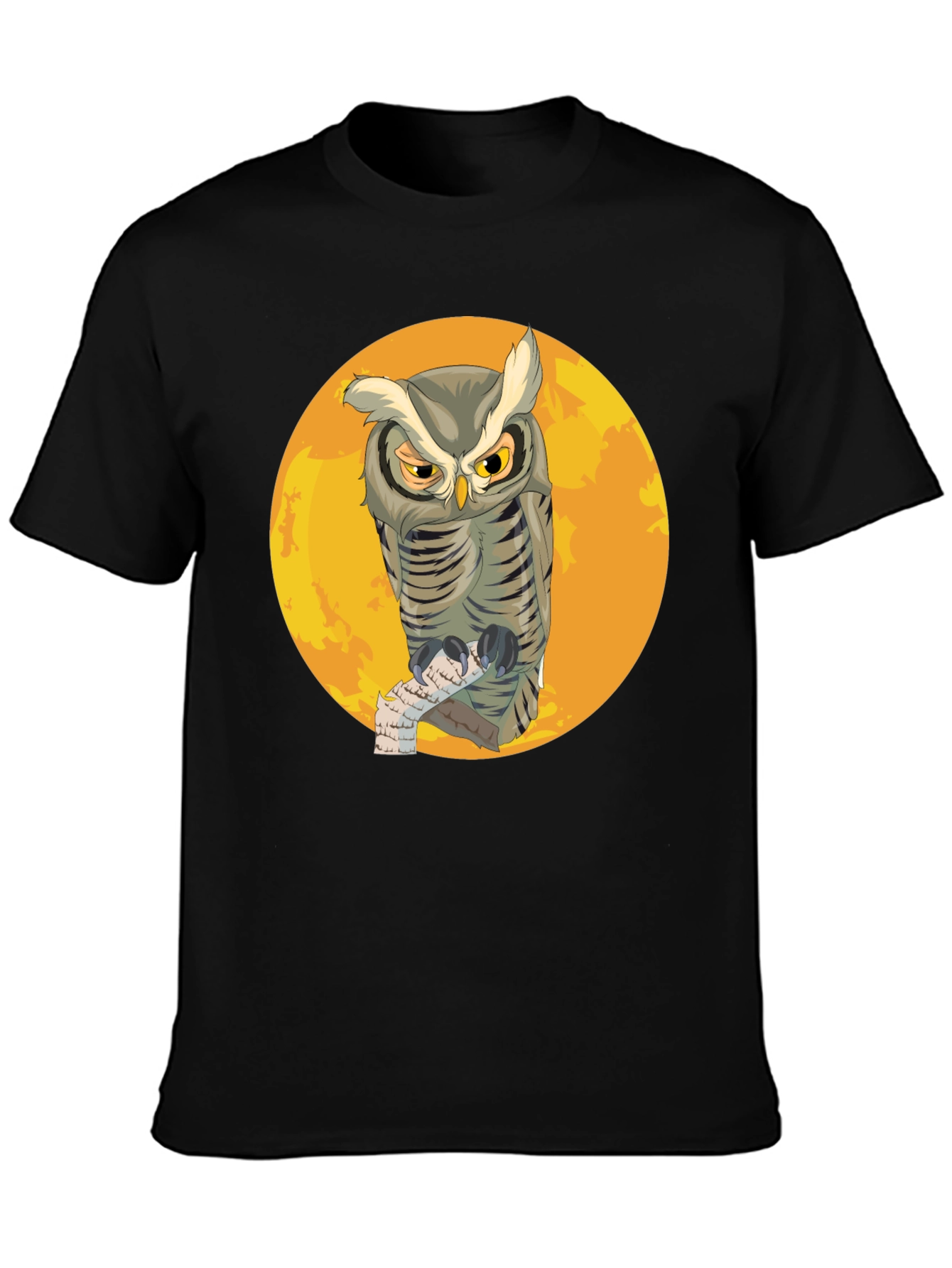 Black Owl & Moon Graphic Print Black T-Shirt view 3