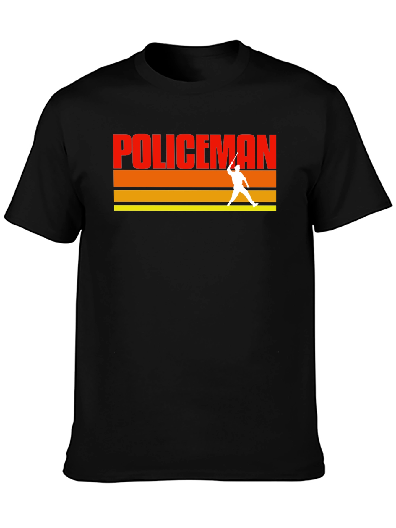 Black Vintage Policeman Silhouette T-Shirt view 3