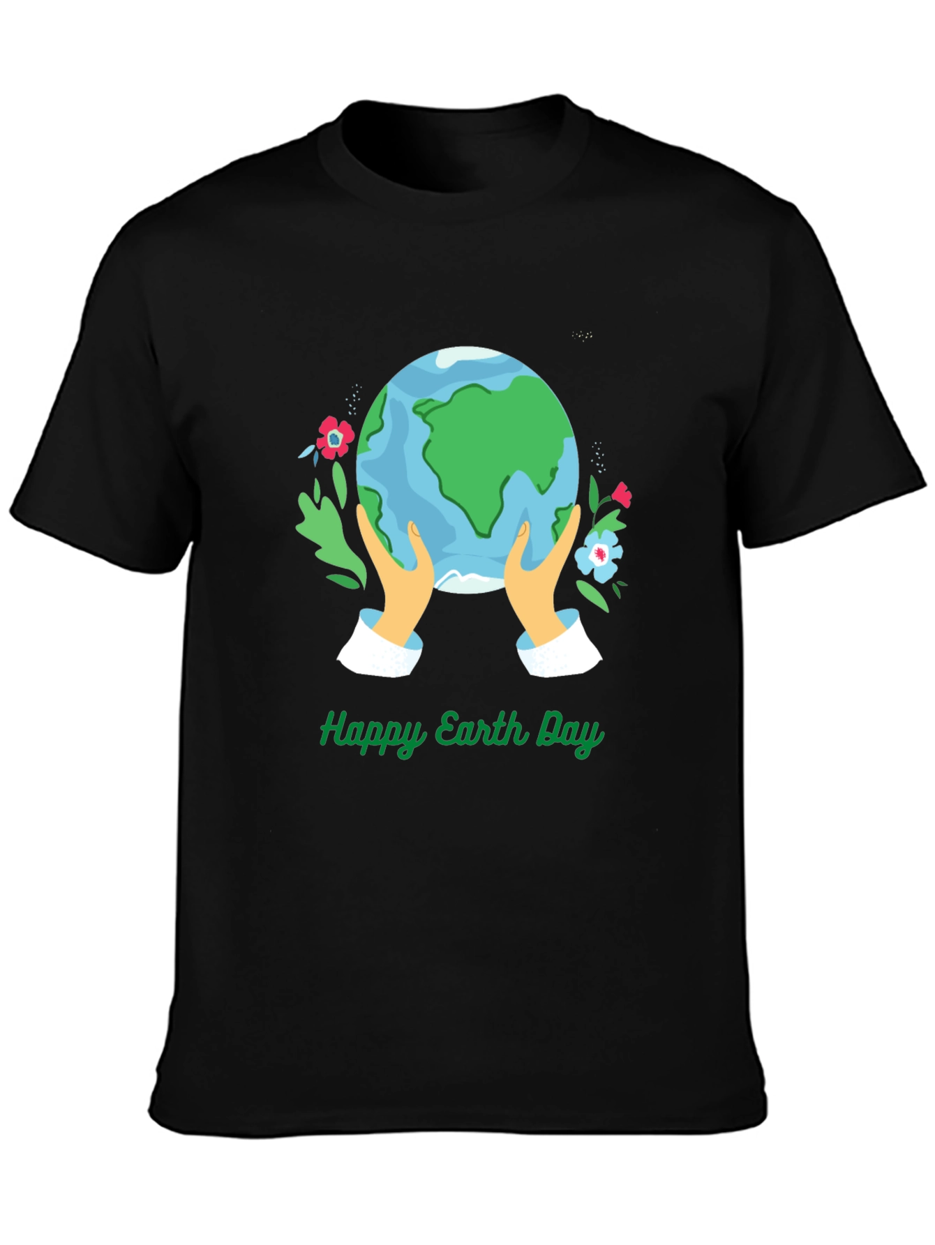 Black Happy Earth Day Graphic Tee - Black view 3