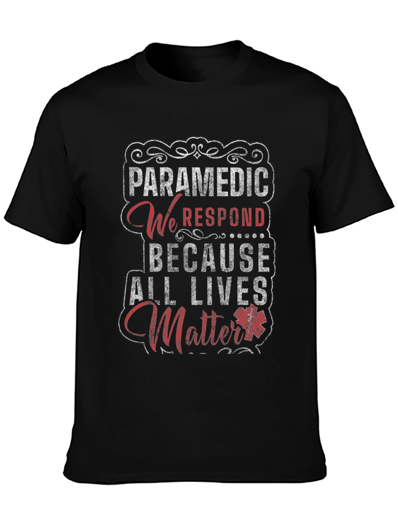 Black Paramedic All Lives Matter Graphic T-Shirt view 3