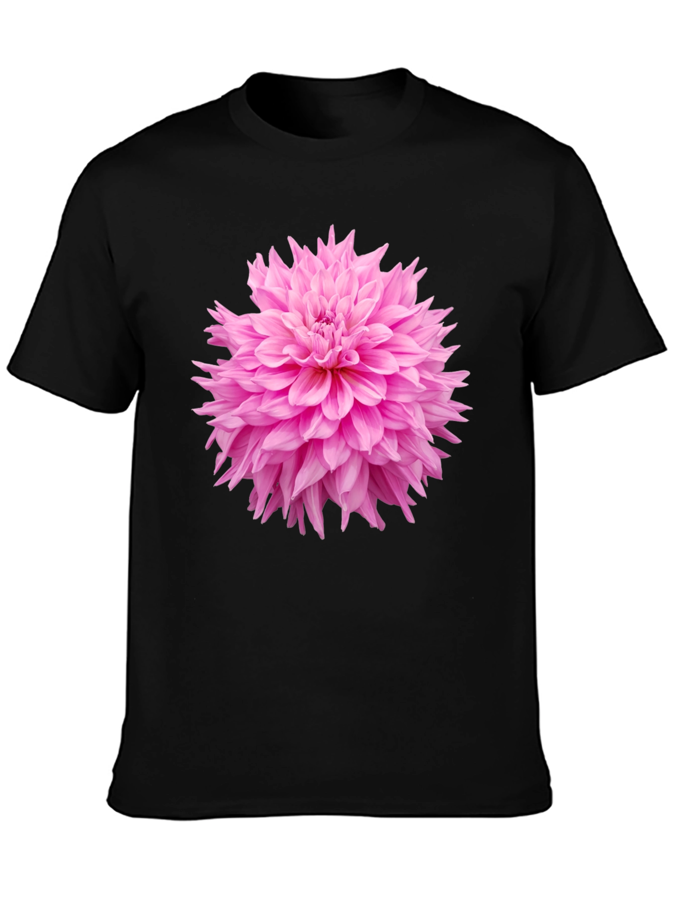 Black Black T-Shirt with Pink Flower Graphic view 3