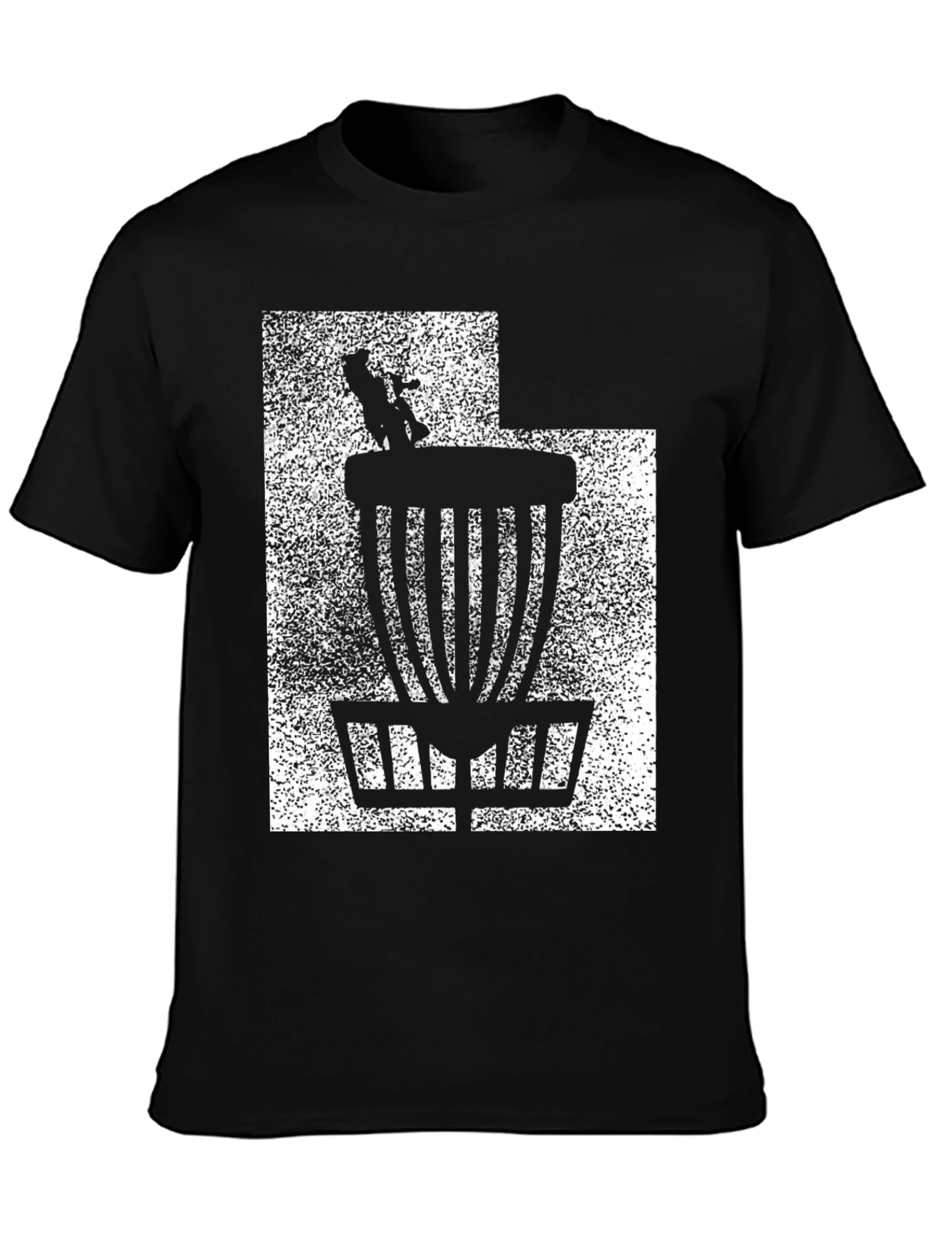 Black Disc Golf Basket Graphic T-Shirt view 3