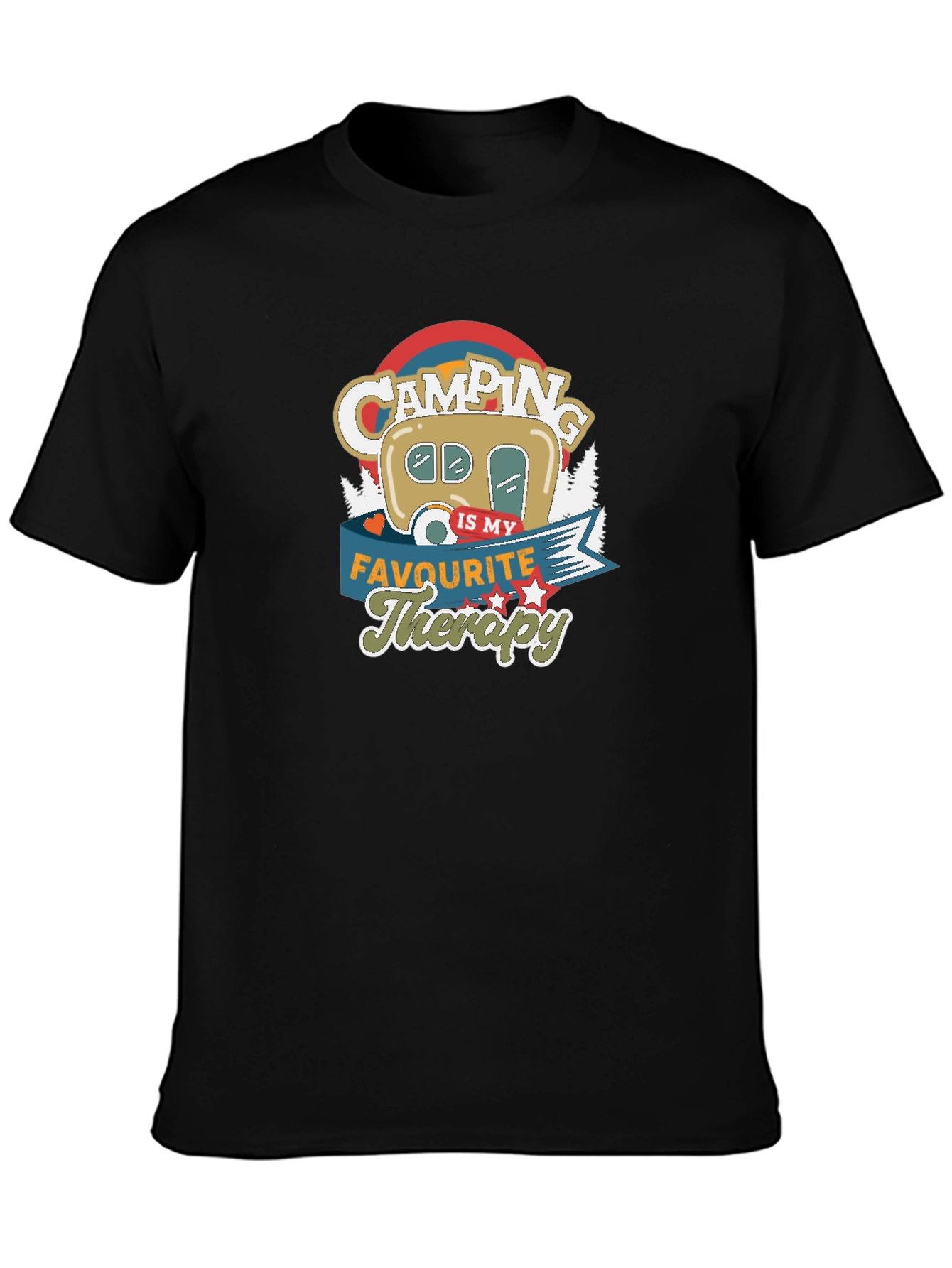 Black Camping Is My Favorite Therapy Graphic T-Shirt view 3