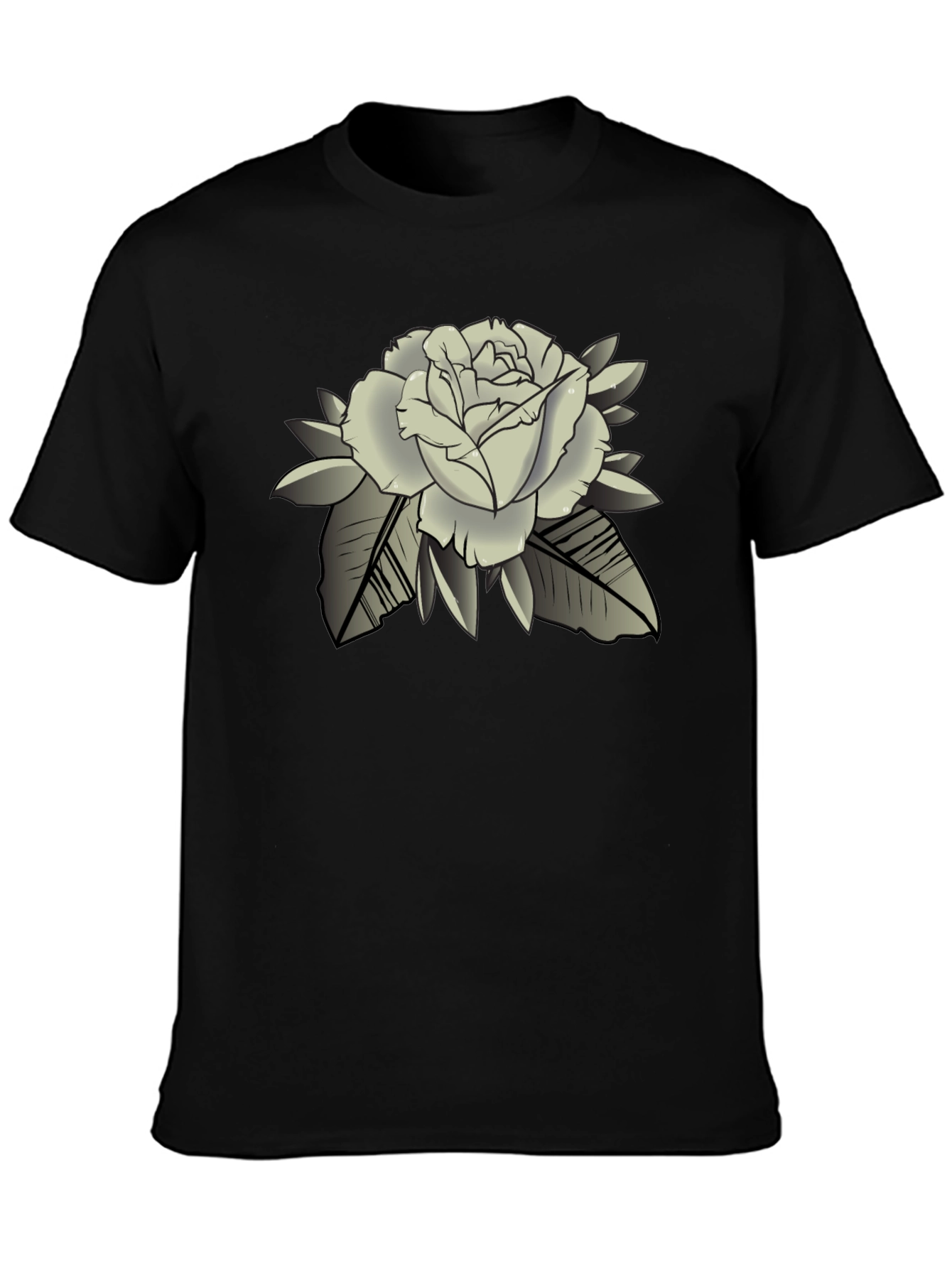 Black Rose Graphic Black T-Shirt - Classic Style view 3