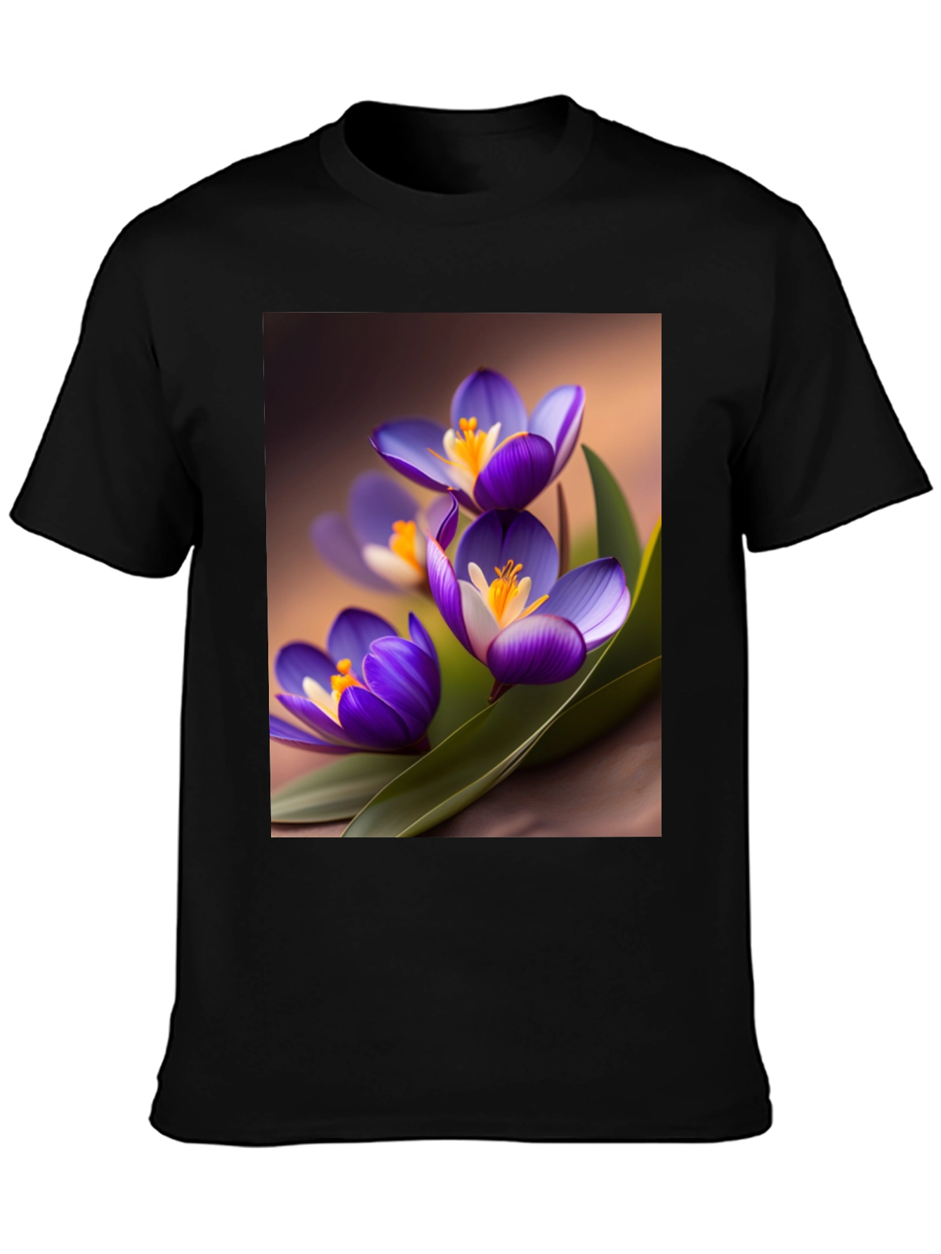 Black Floral Crocus Graphic Tee - Black view 3