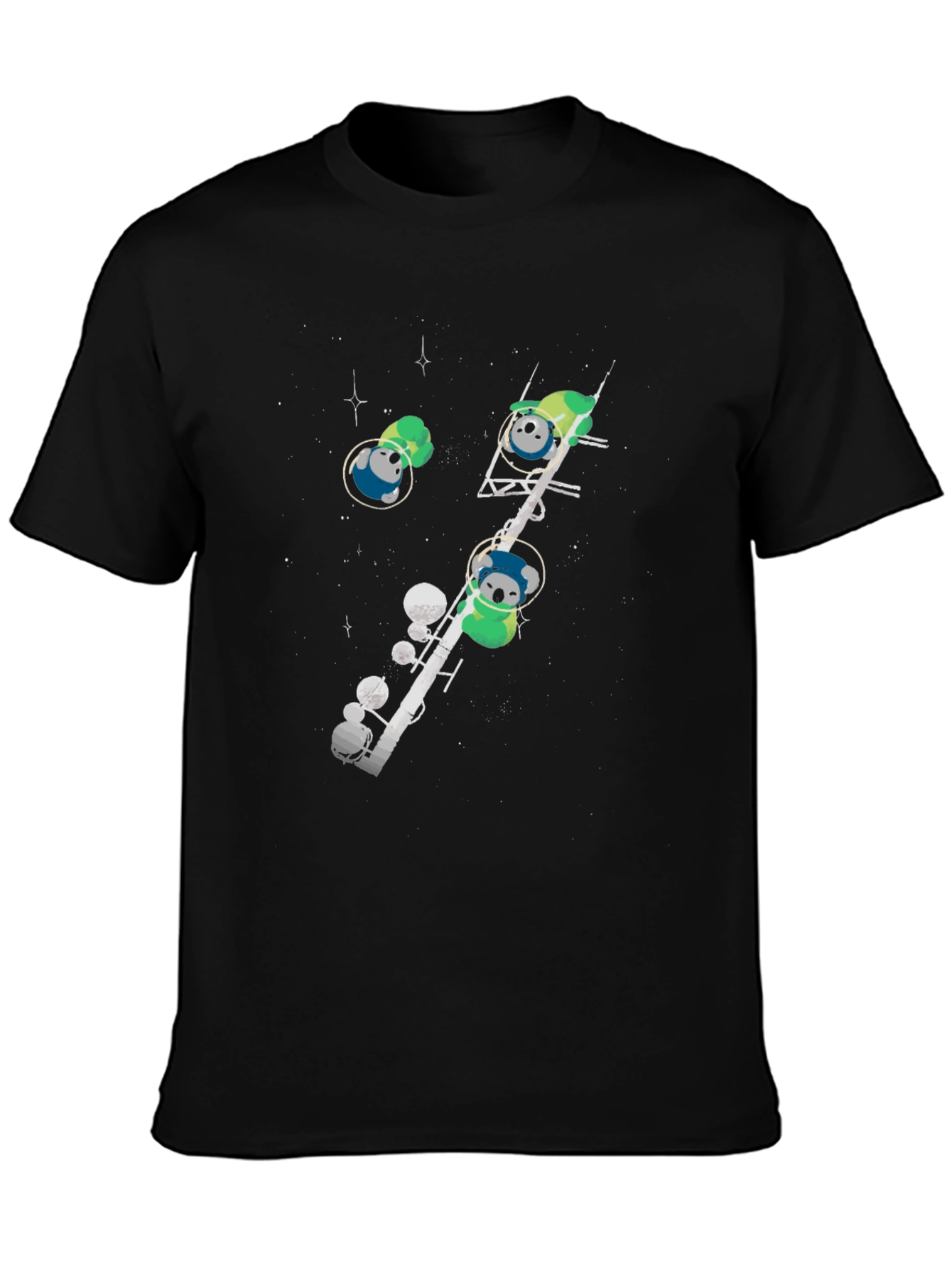 Black Space Koala T-Shirt - Astronaut Design view 3