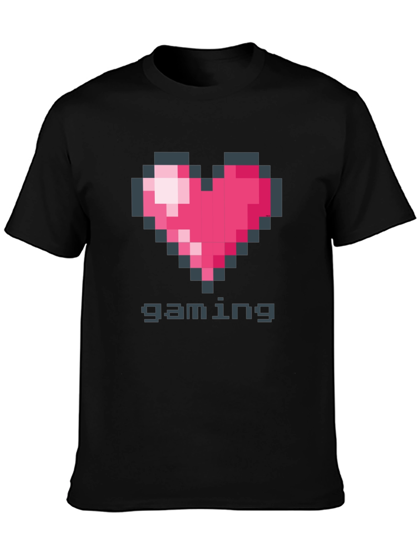 Black Pixel Heart Gaming T-Shirt view 3