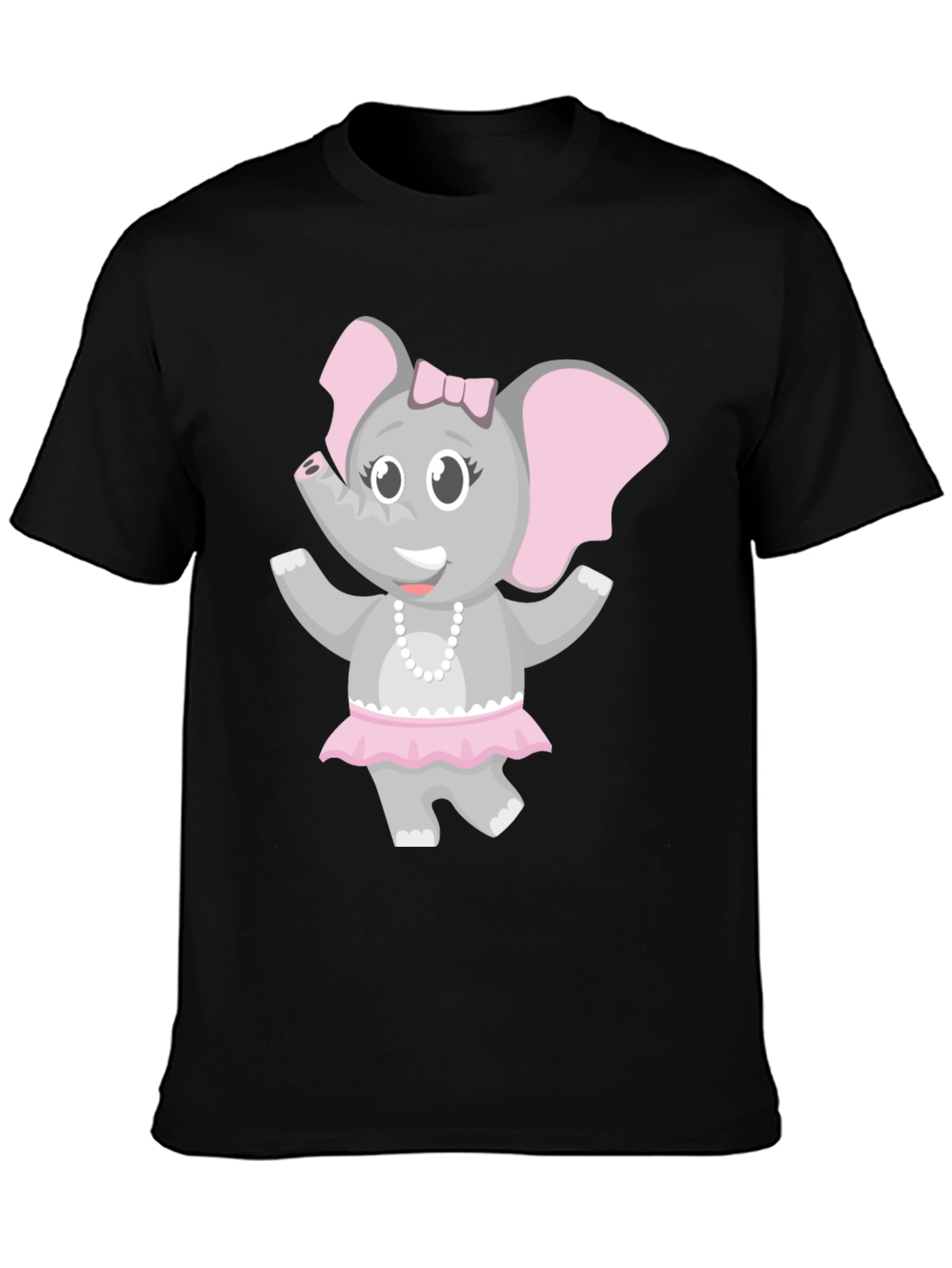 Black Cute Elephant Girl T-Shirt view 3