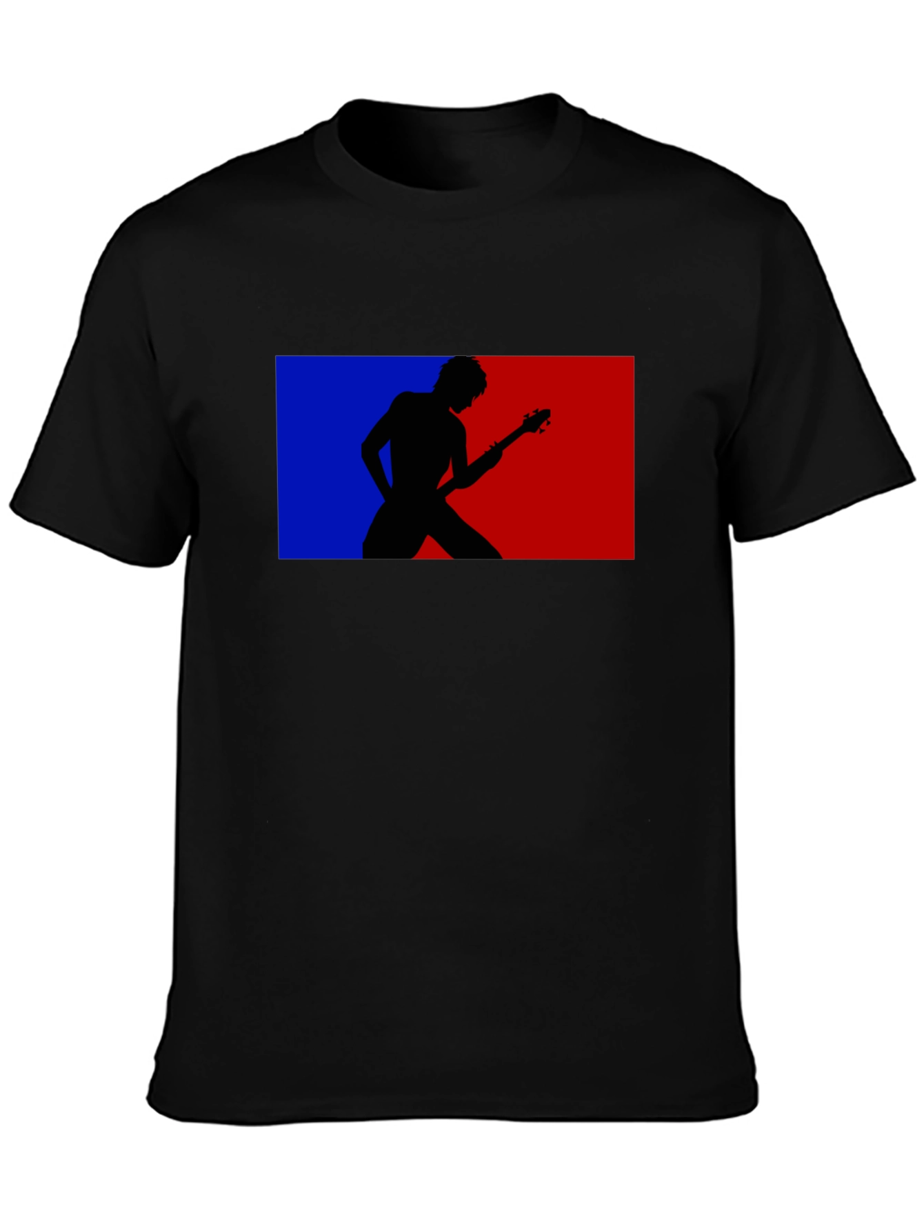 Black Retro Guitarist Tee - Black Graphic T-Shirt view 3