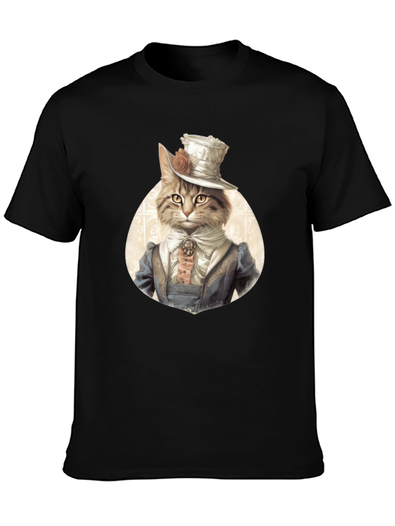Black Steampunk Cat T-Shirt - Unique Design view 3