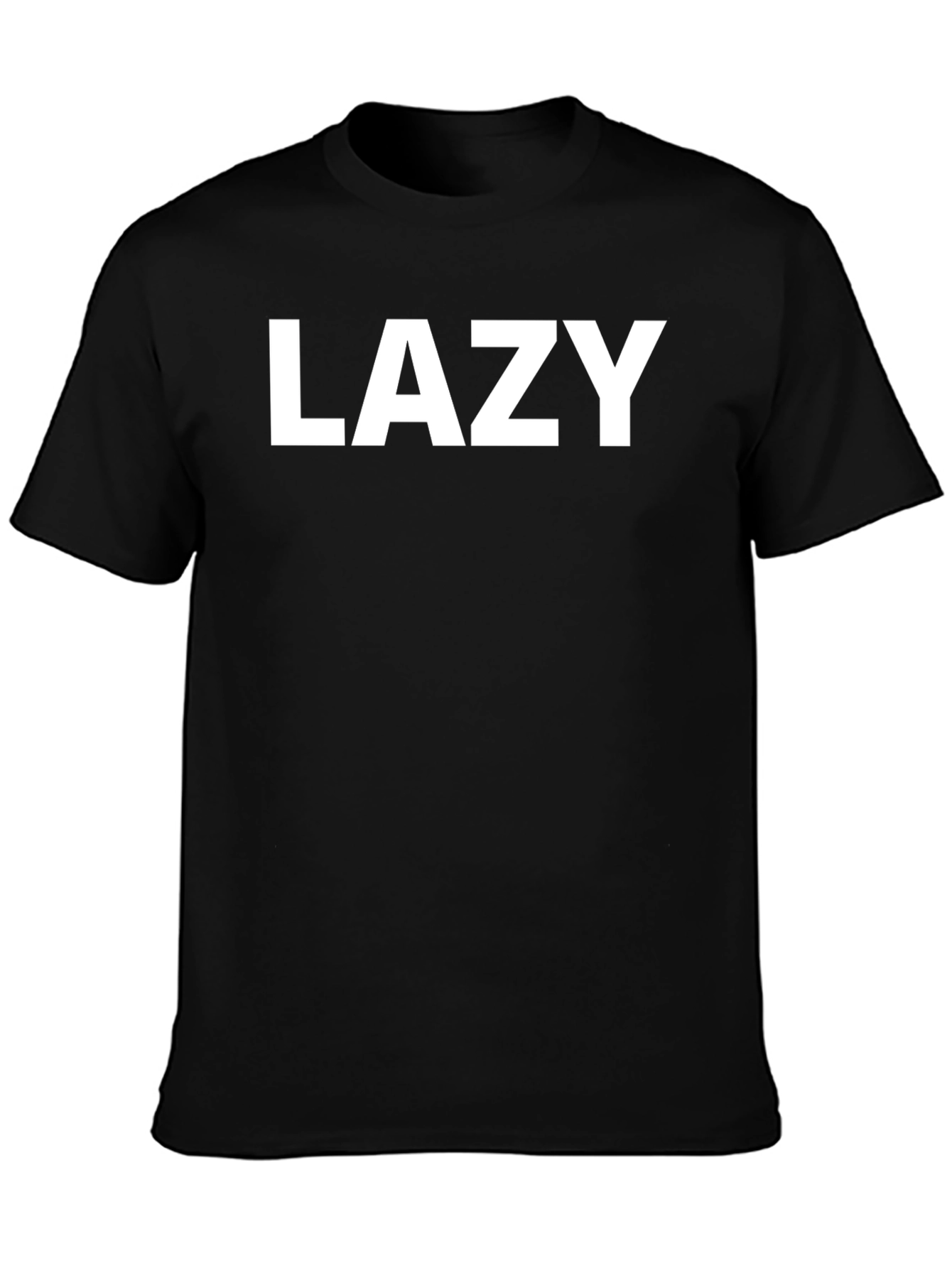 Black Men's "Lazy" Graphic Tee - Casual Black T-Shirt view 3