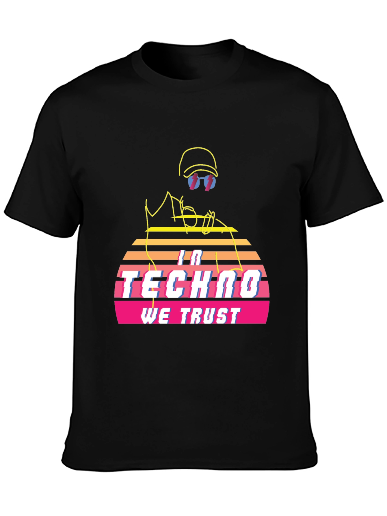 Black In Techno We Trust Retro T-Shirt - Black view 3