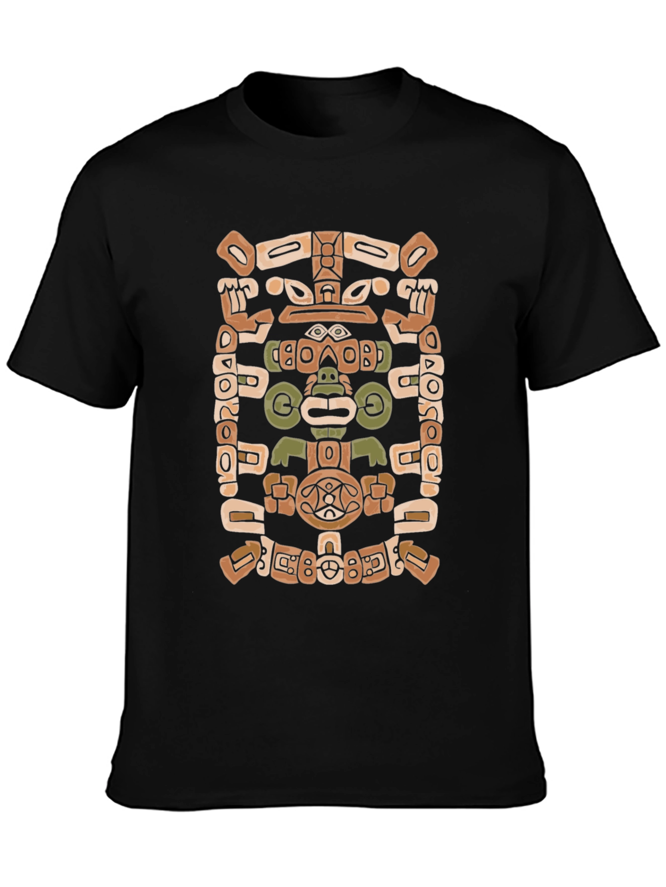Black Aztec Glyph Black T-Shirt view 3