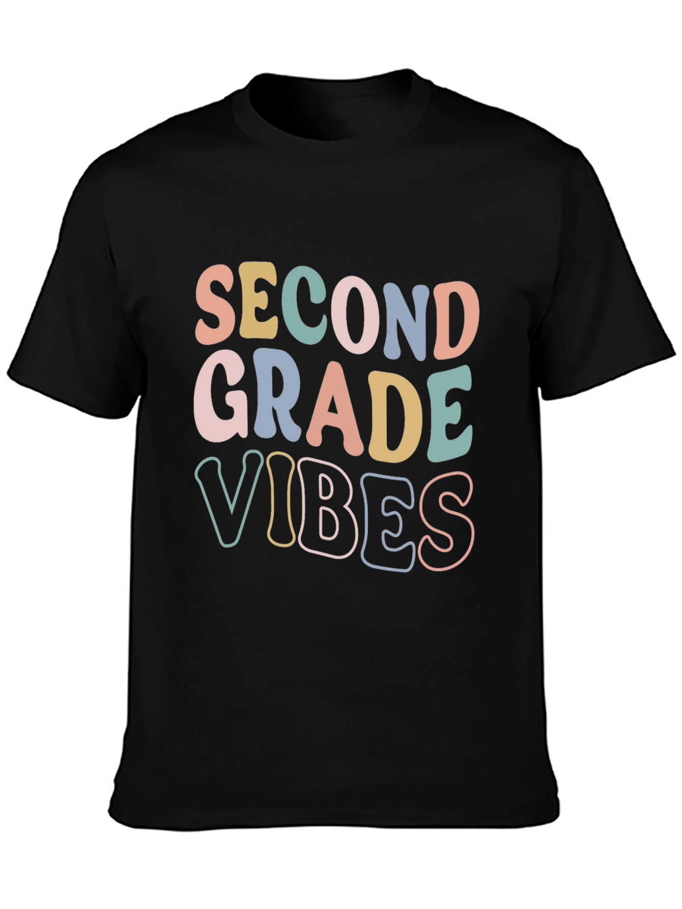 Black Second Grade Vibes Graphic T-Shirt view 3
