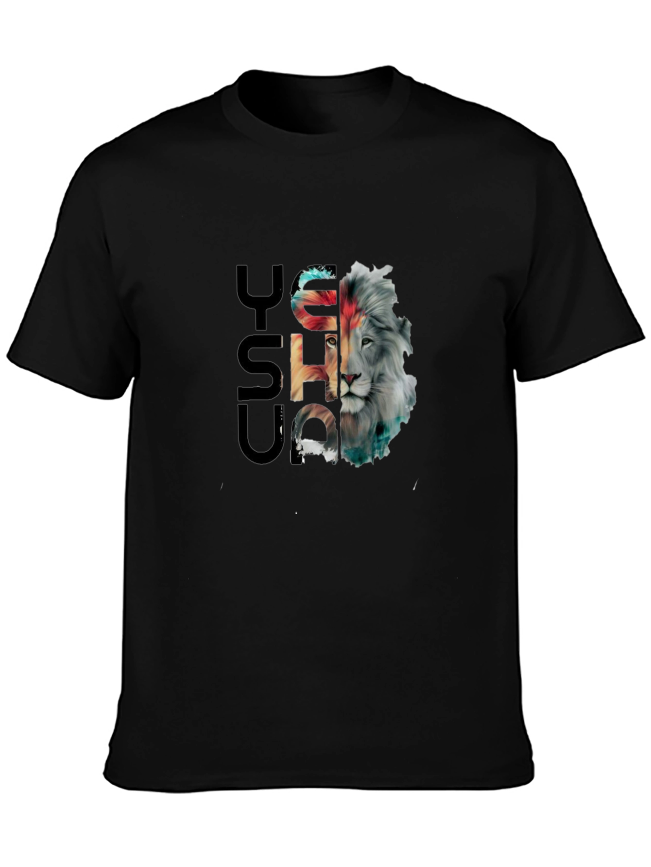 Black Yusha Lion Graphic Black Tee view 3