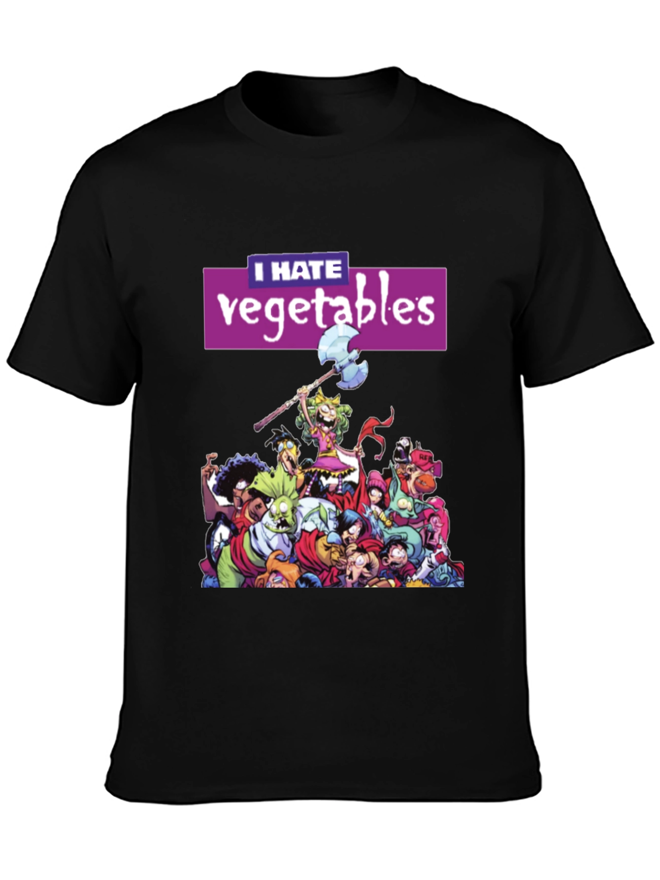 Black I Hate Vegetables Graphic T-Shirt view 3