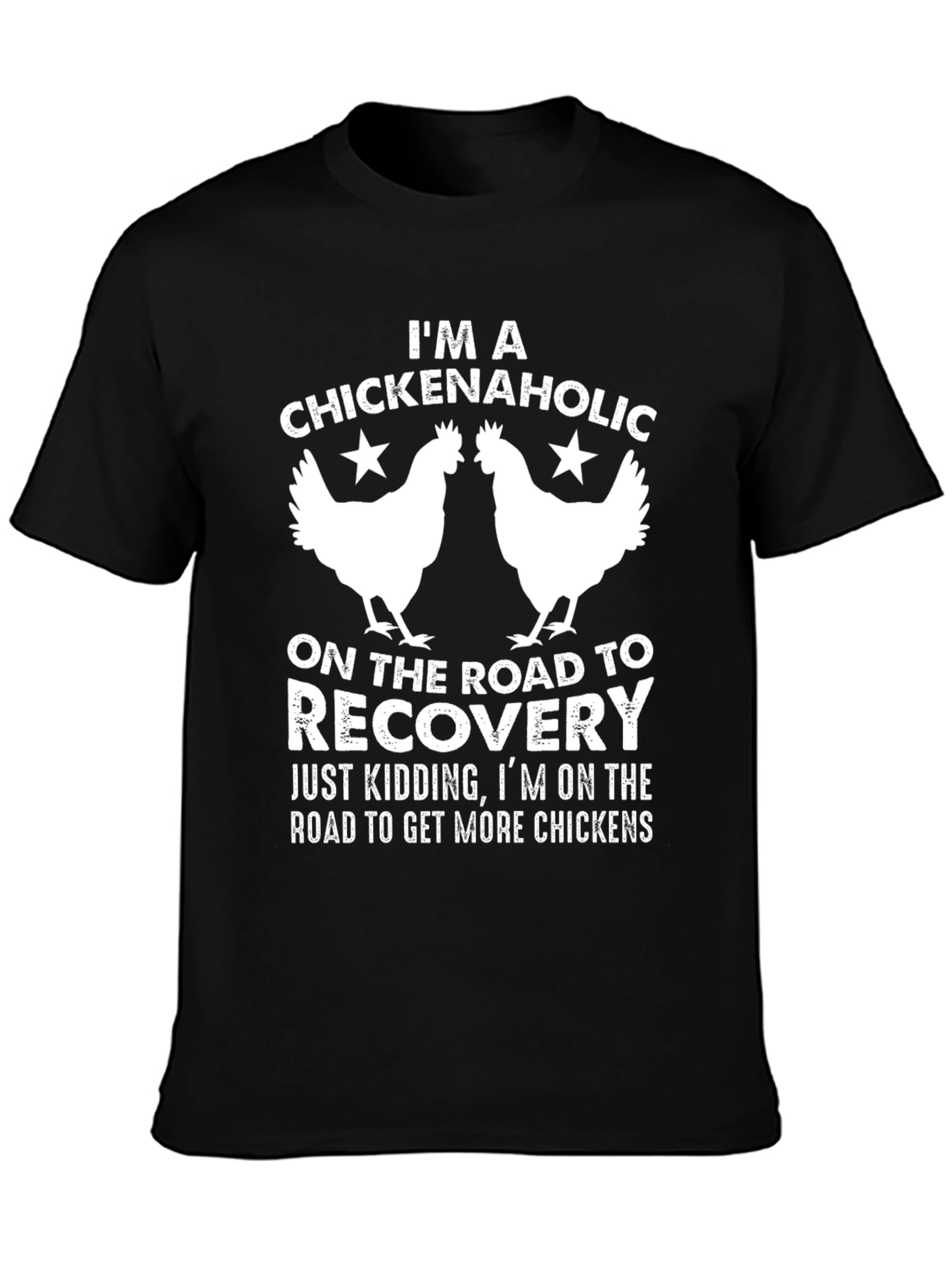 Black Chickenaholic T-Shirt - Funny Chicken Lover Tee view 3
