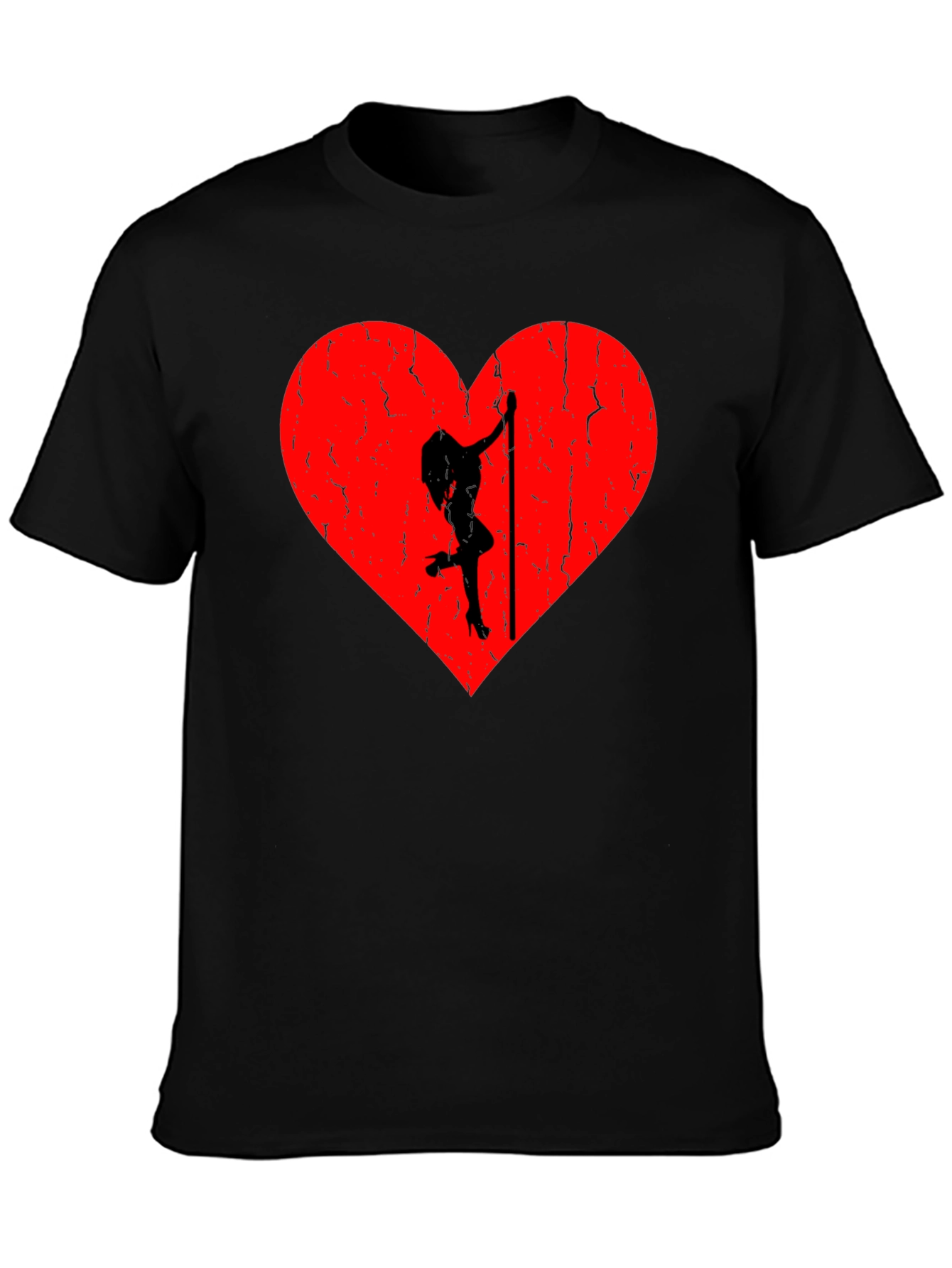 Black Heart Pole Dancer Graphic Tee - Black view 3