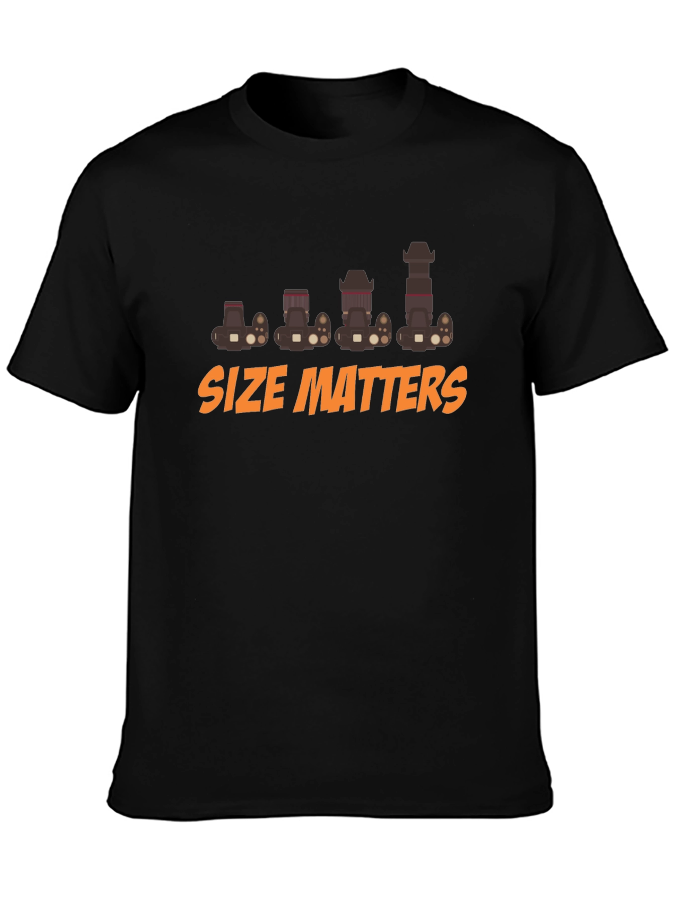 Black Size Matters Camera T-Shirt - Photography Humor view 3