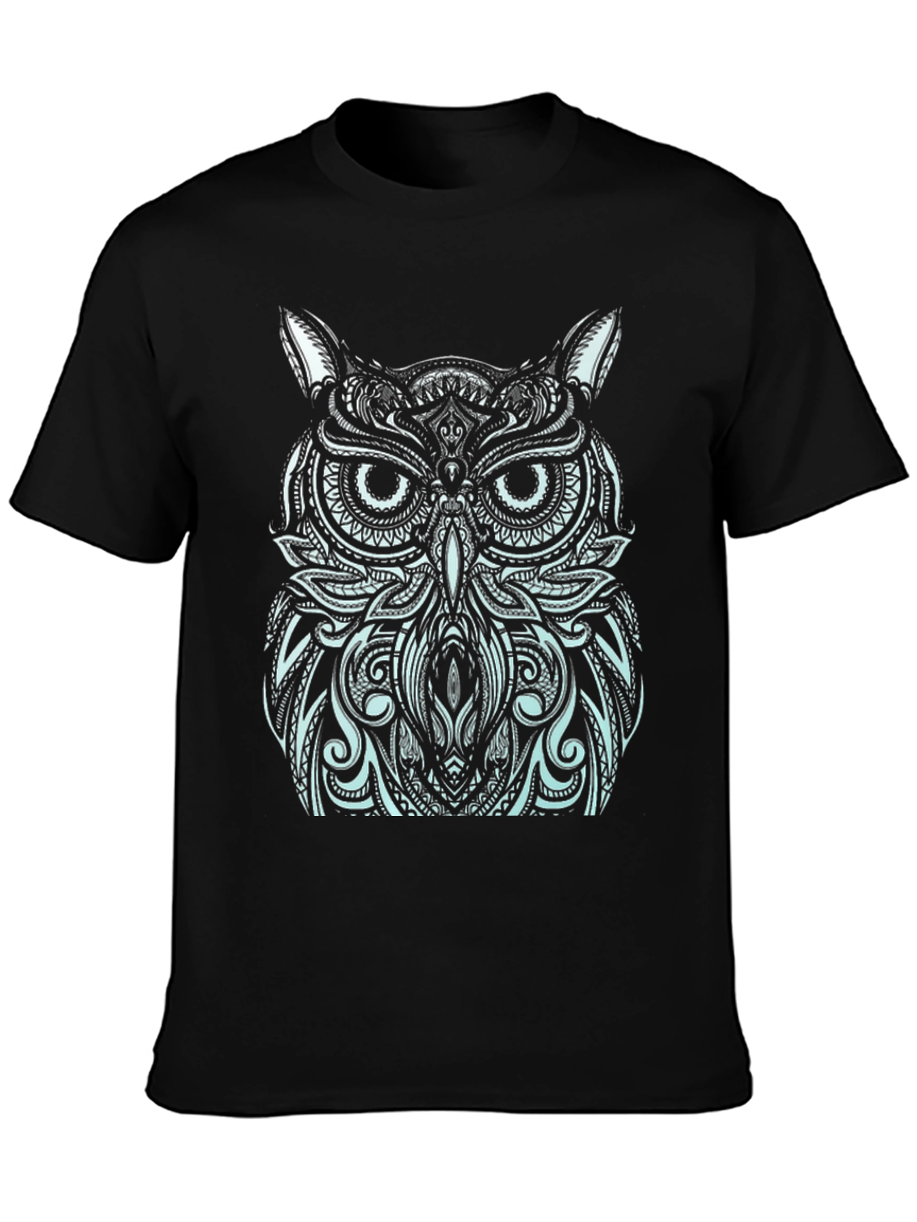 Black Owl Graphic Print Black T-Shirt view 3