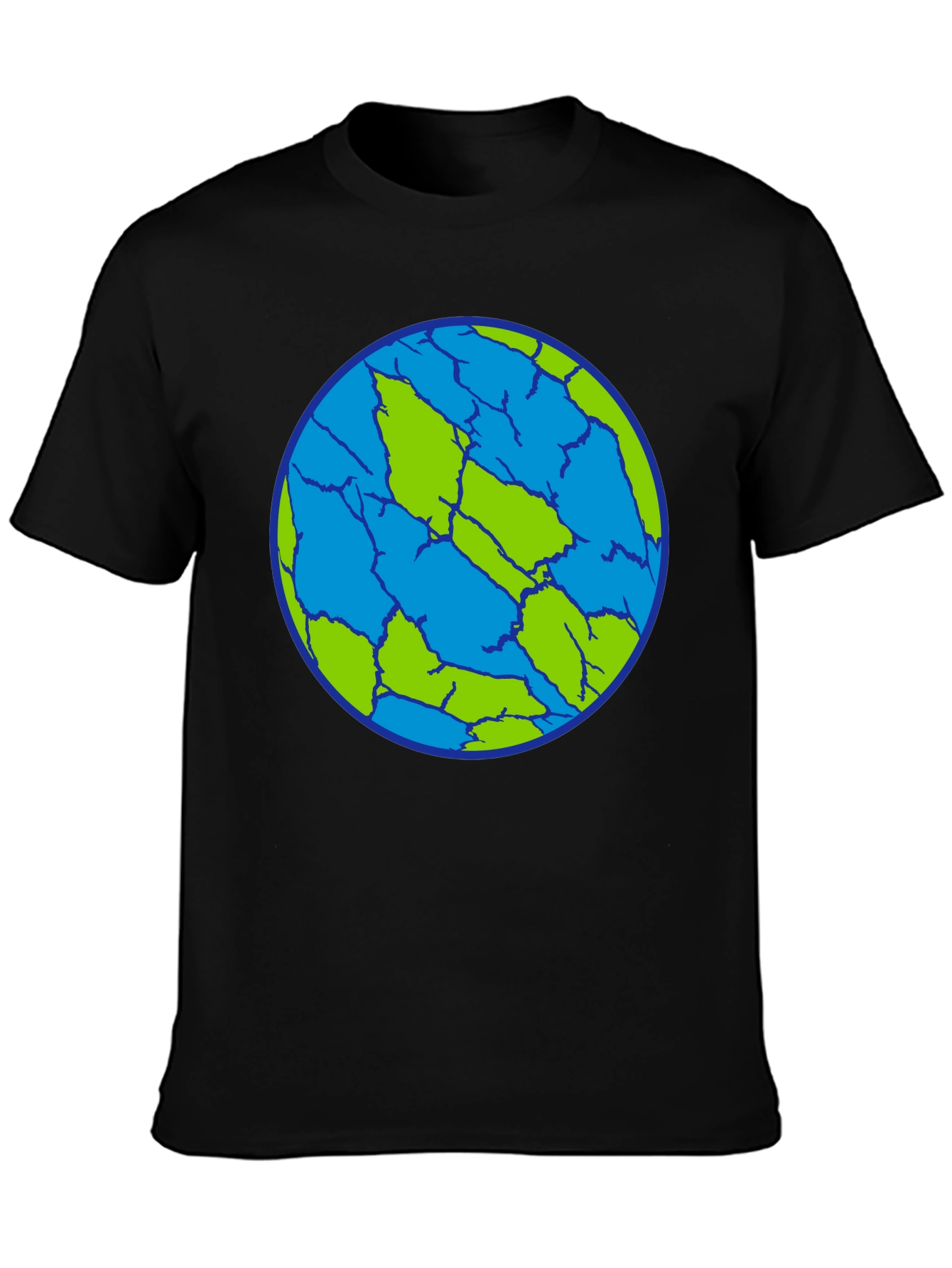 Black Cracked Earth T-Shirt - Unique Planet Design view 3