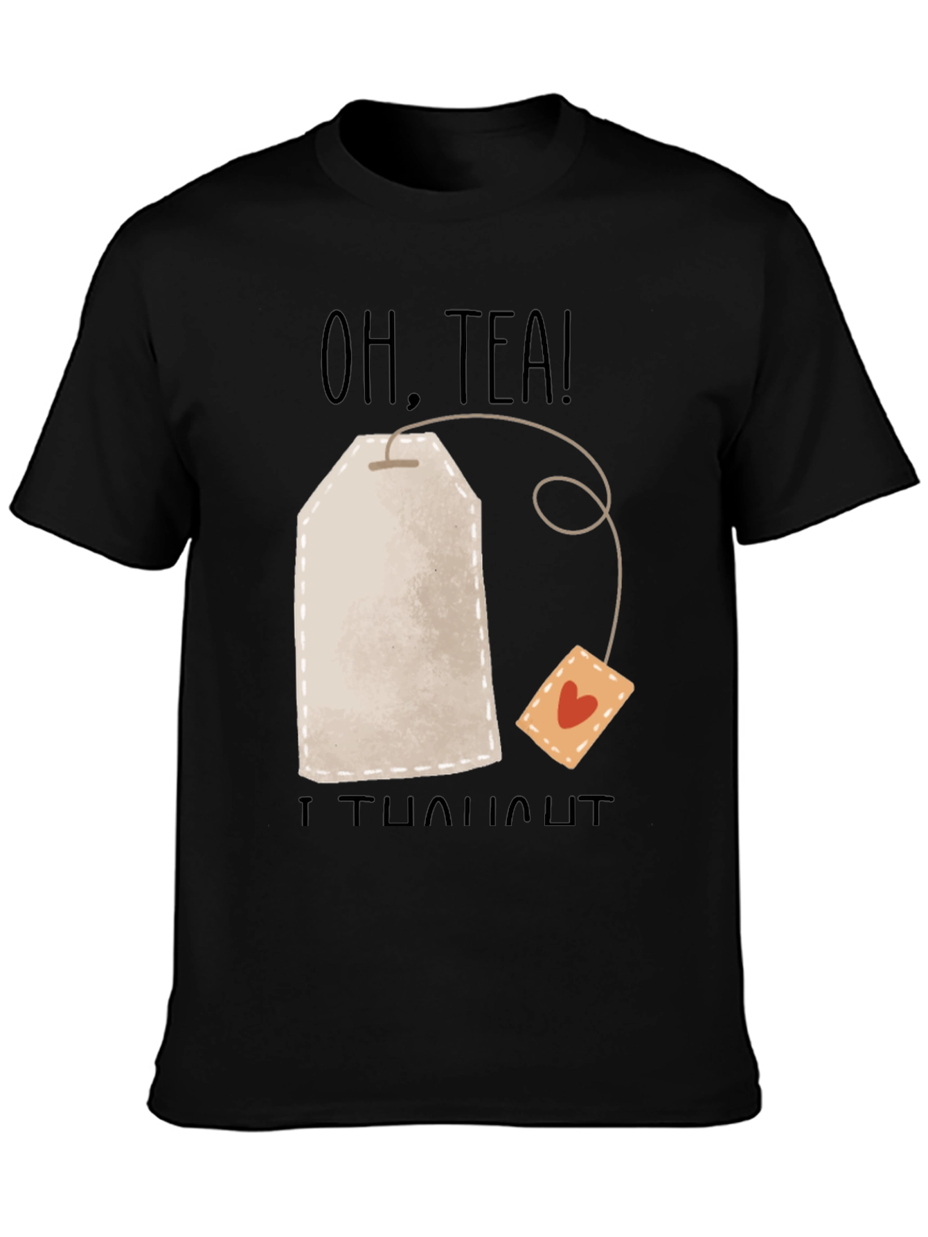 Black Oh, Tea! Humor Graphic Tee - Black Cotton T-Shirt view 3