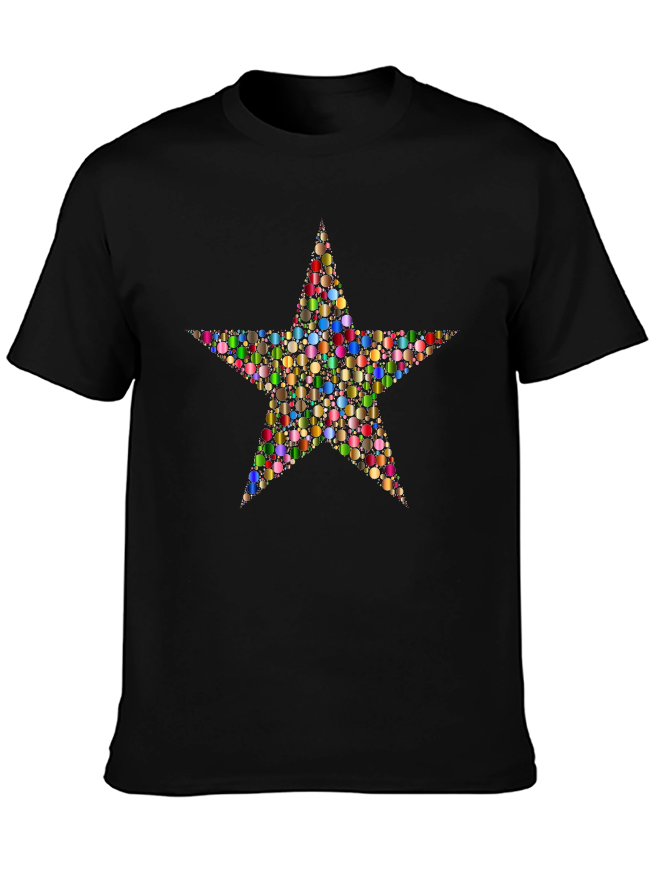 Black Colorful Star Graphic Tee - Black view 3