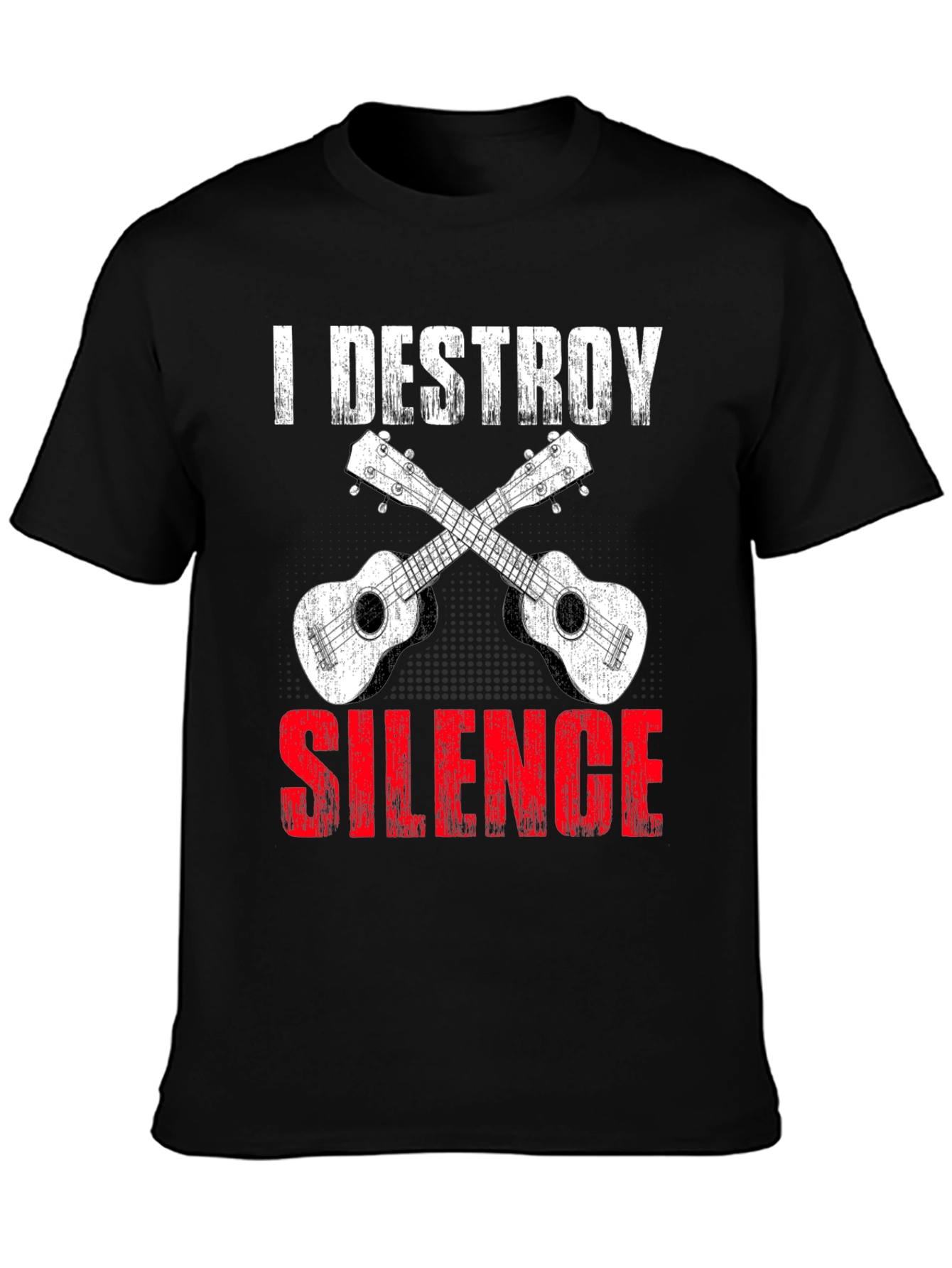 Black I Destroy Silence Ukulele T-Shirt view 3