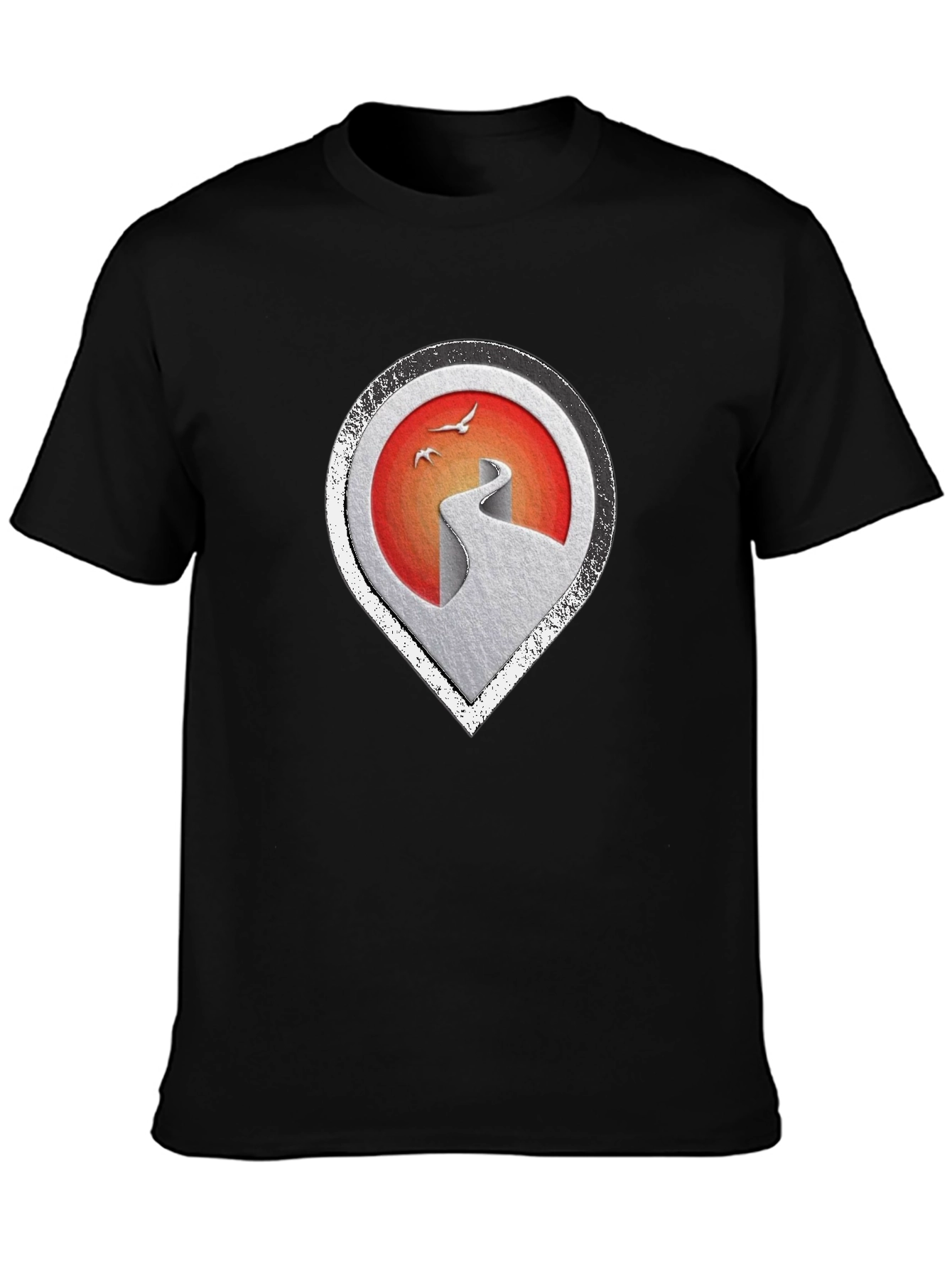 Black Stylish Black Tee with Scenic Route Graphic view 3
