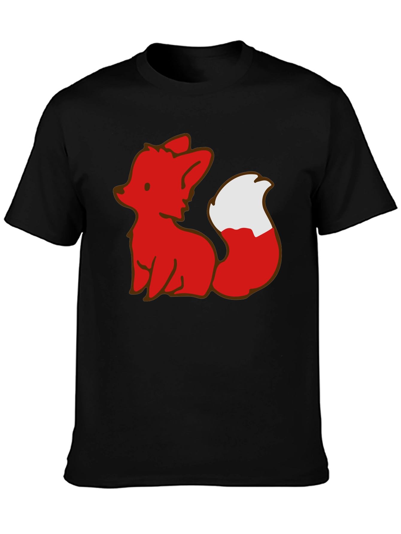 Black Cute Fox Graphic Tee - Black Unisex T-Shirt view 3