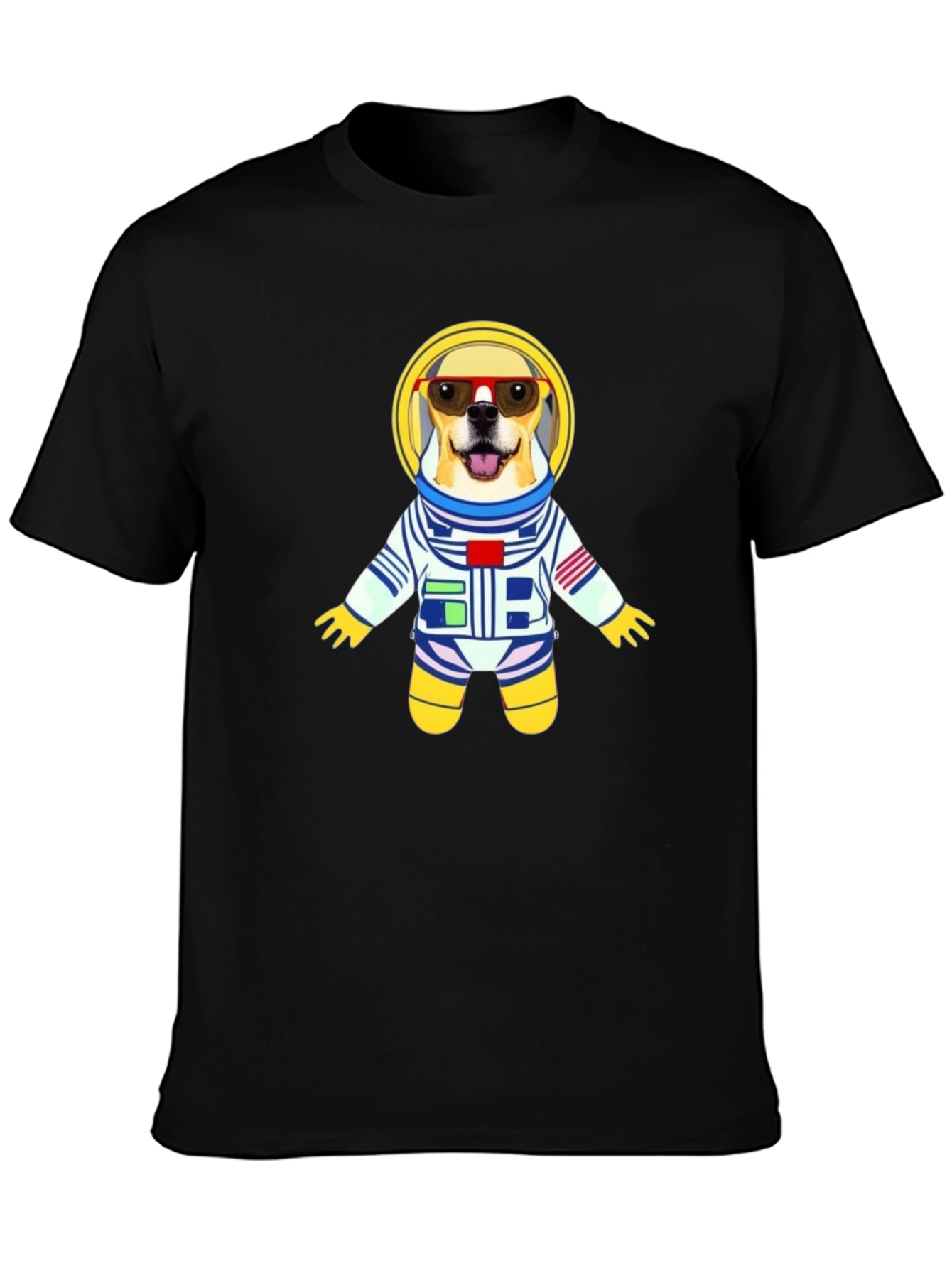 Black Dog Astronaut Graphic Tee - Cool Space Pup T-Shirt view 3