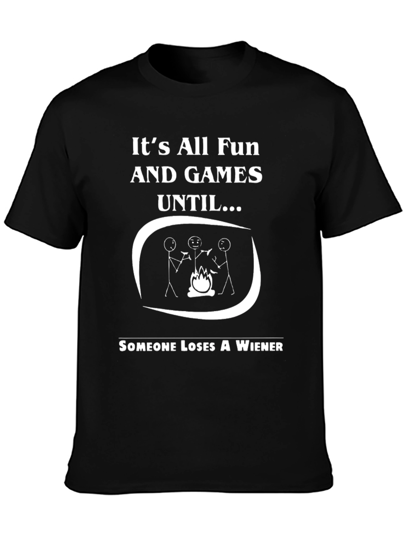 Black Funny Camping T-Shirt - Loses a Wiener Tee view 3