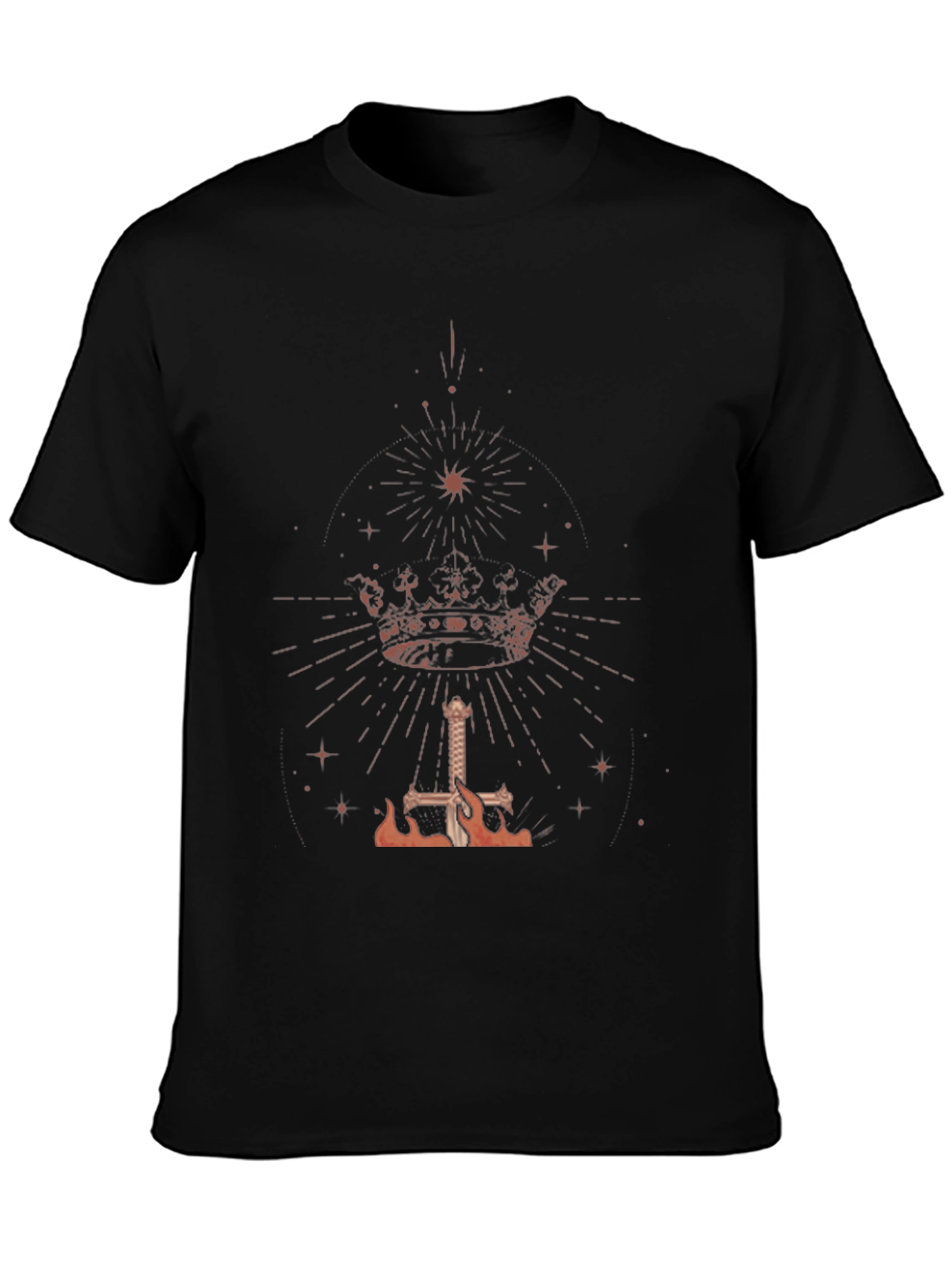Black Crown and Sword Graphic Black T-Shirt view 3