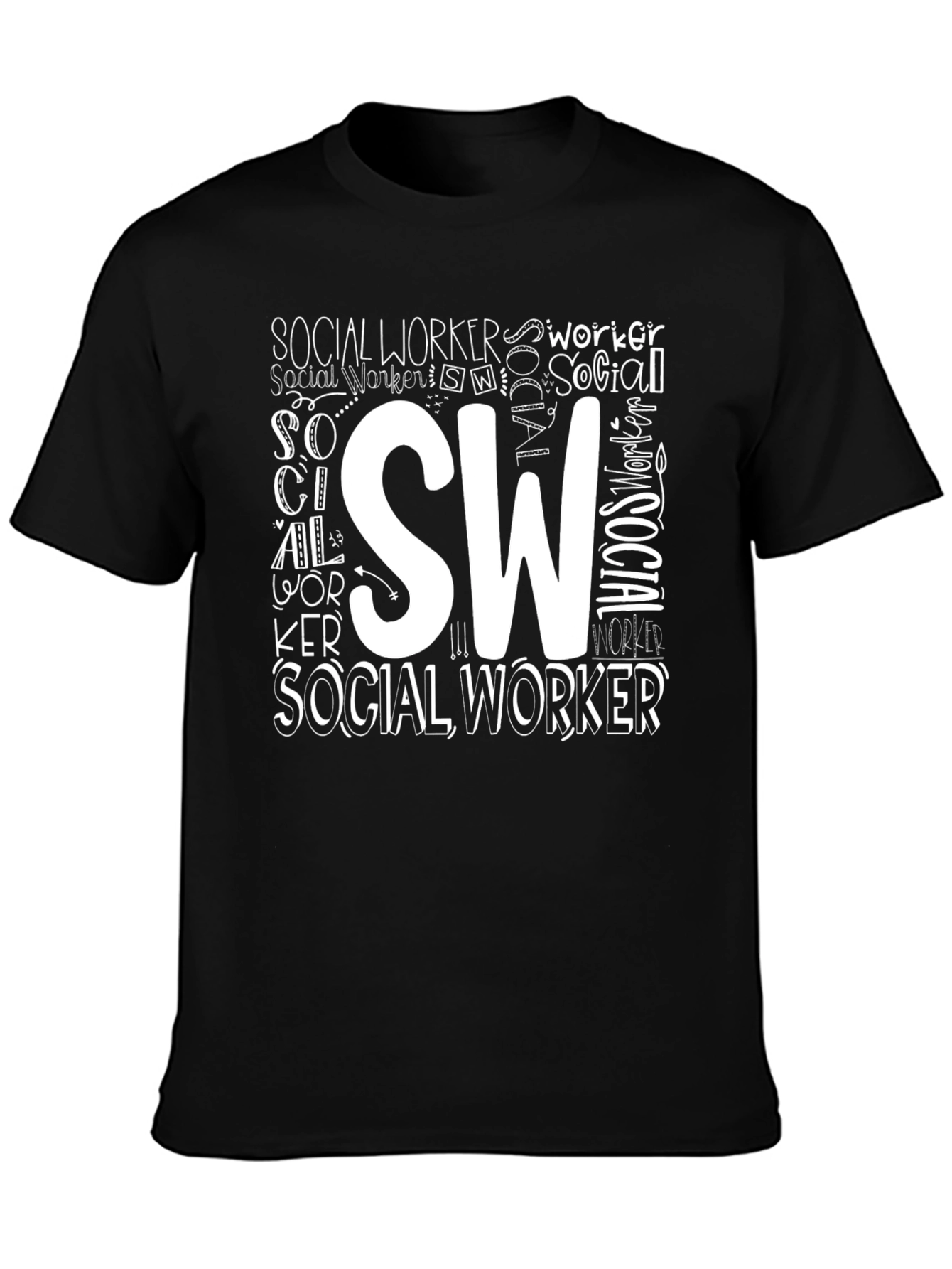 Black Social Worker T-Shirt - SW Design view 3