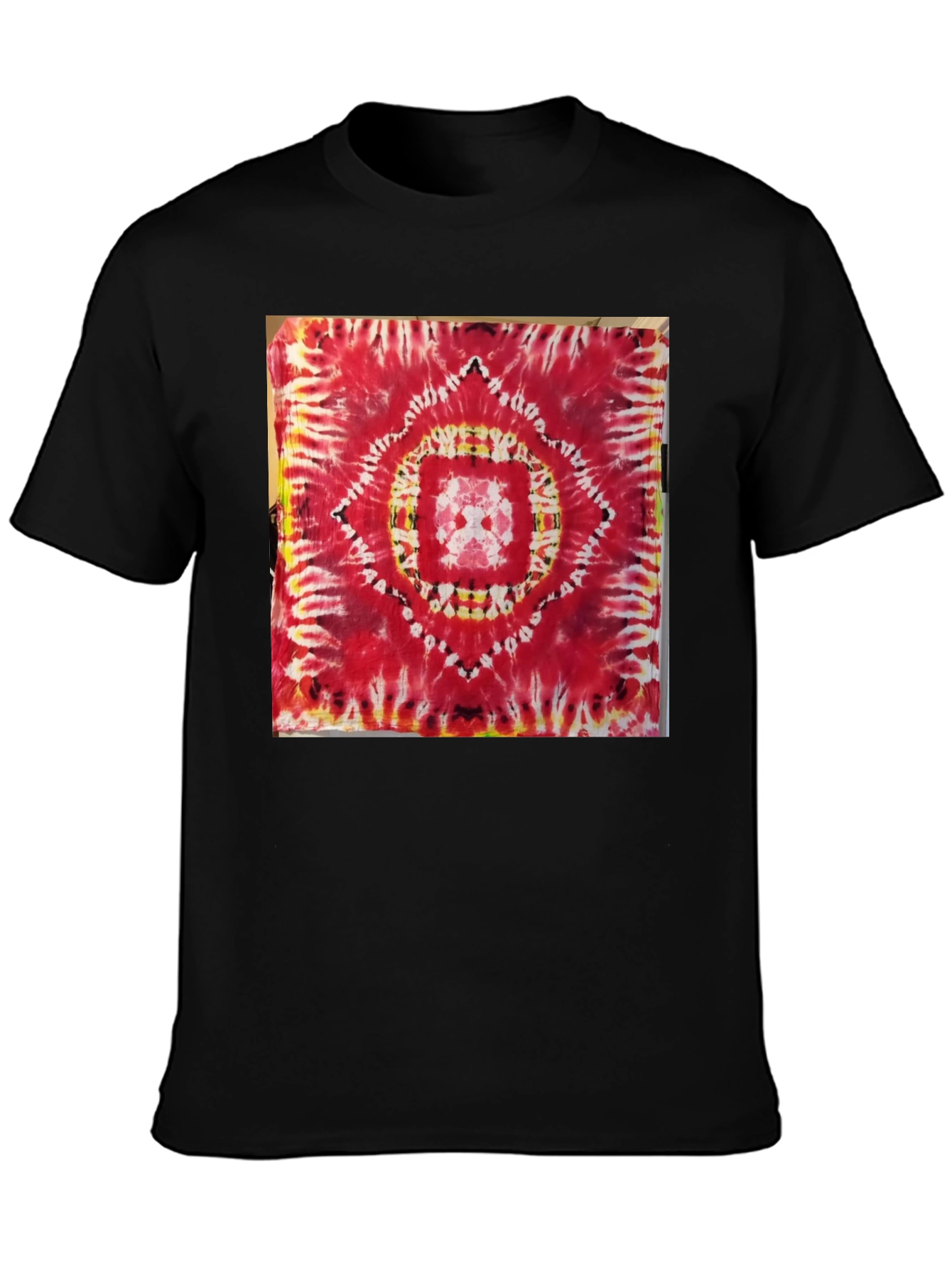 Black Red Tie-Dye Mandala Graphic Tee view 3