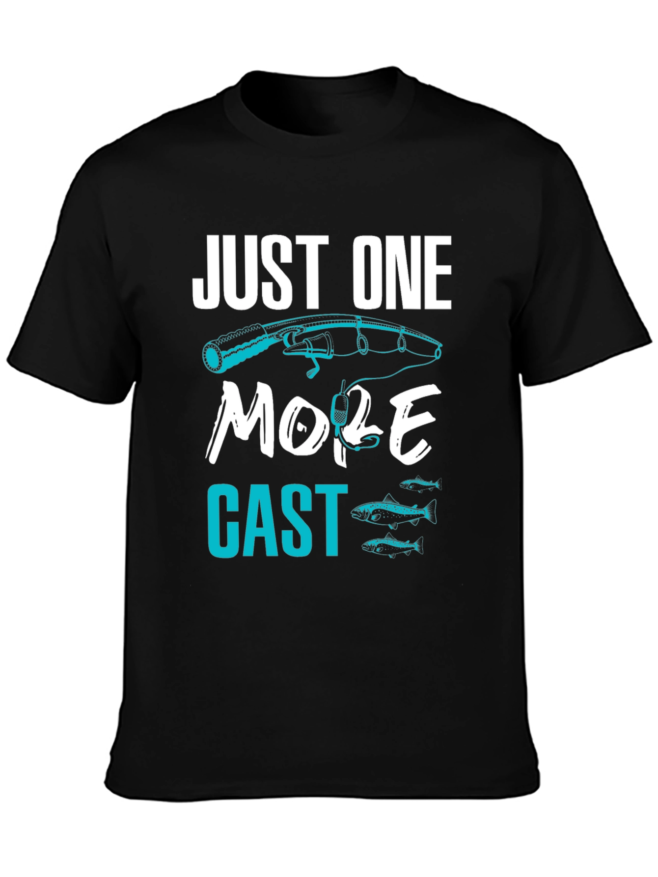 Black Just One More Cast Fishing T-Shirt view 3
