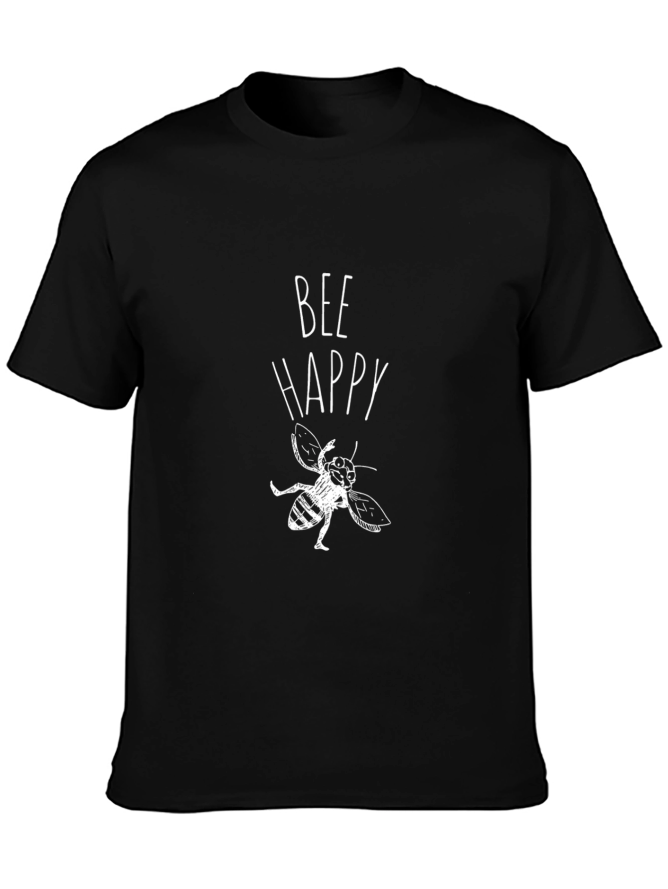 Black Bee Happy Graphic T-Shirt - Black view 3