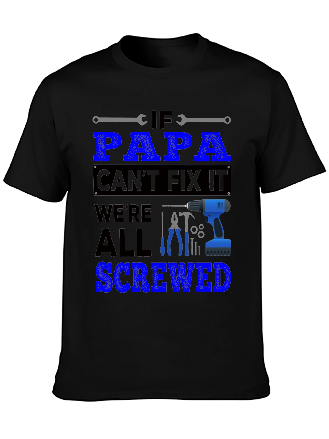 Black Papa Can Fix It T-Shirt view 3