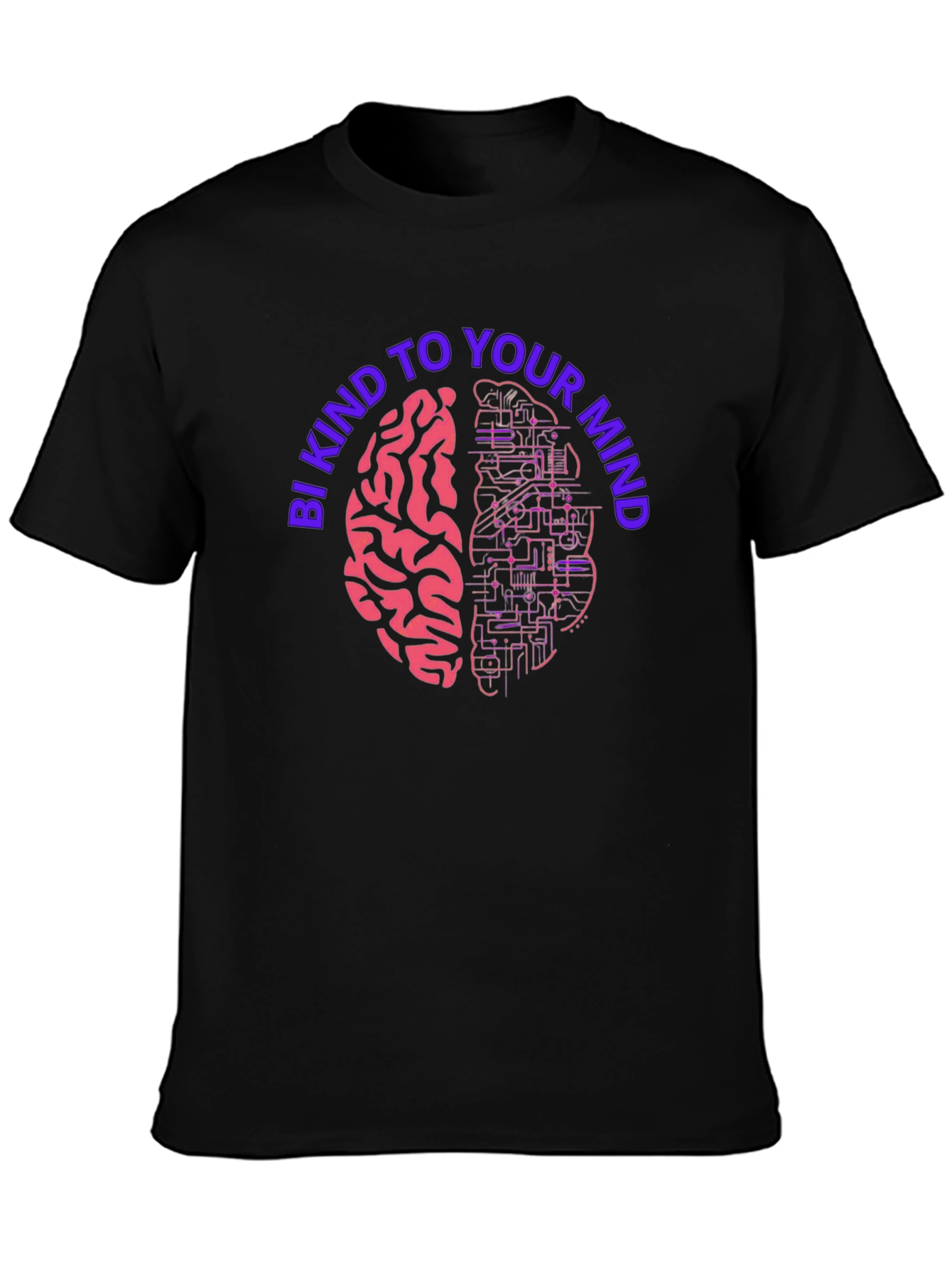 Black Be Kind To Your Mind Graphic Tee - Brain Circuit Design view 3