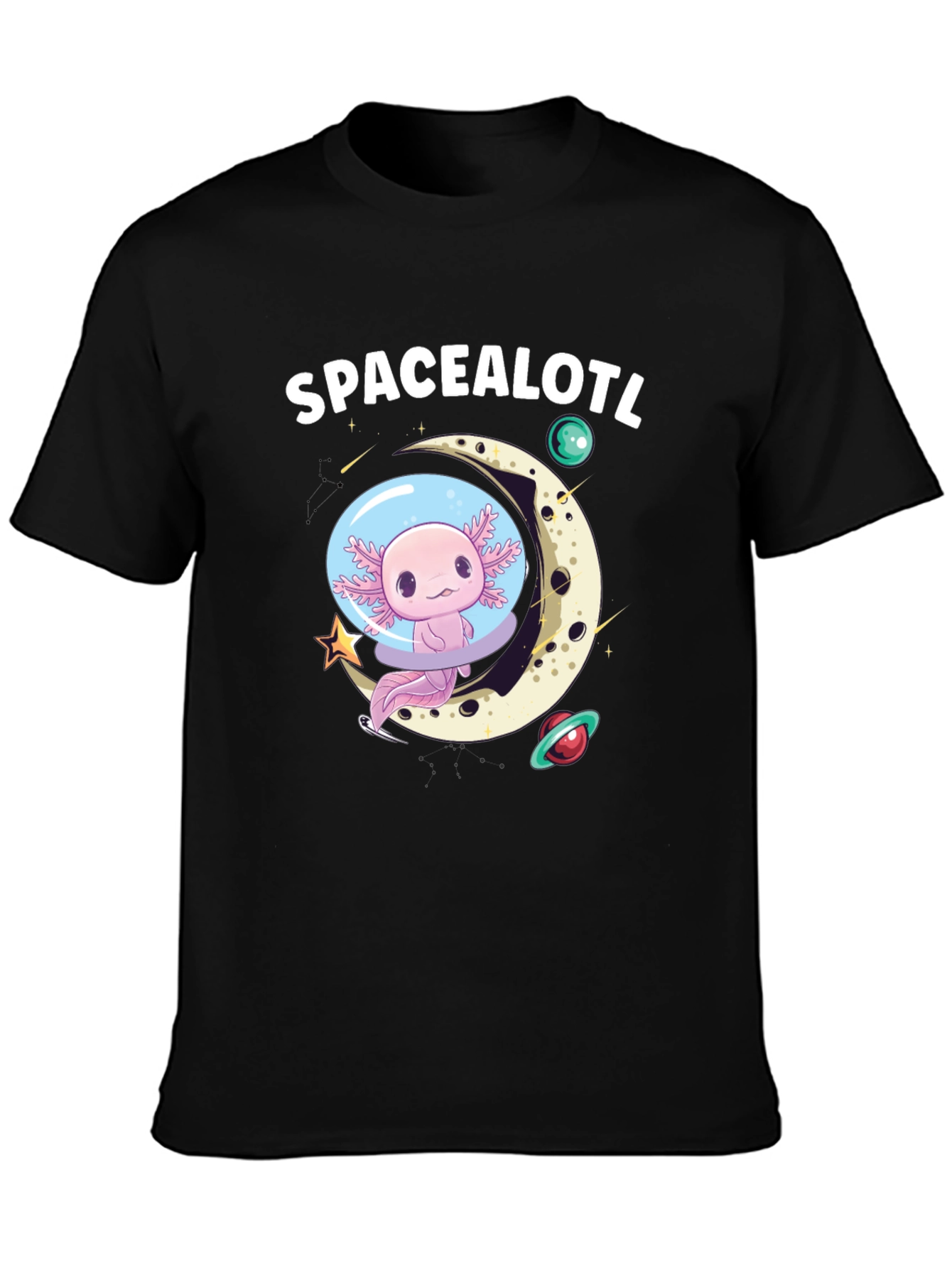 Black Space Axolotl T-Shirt - Unisex view 3