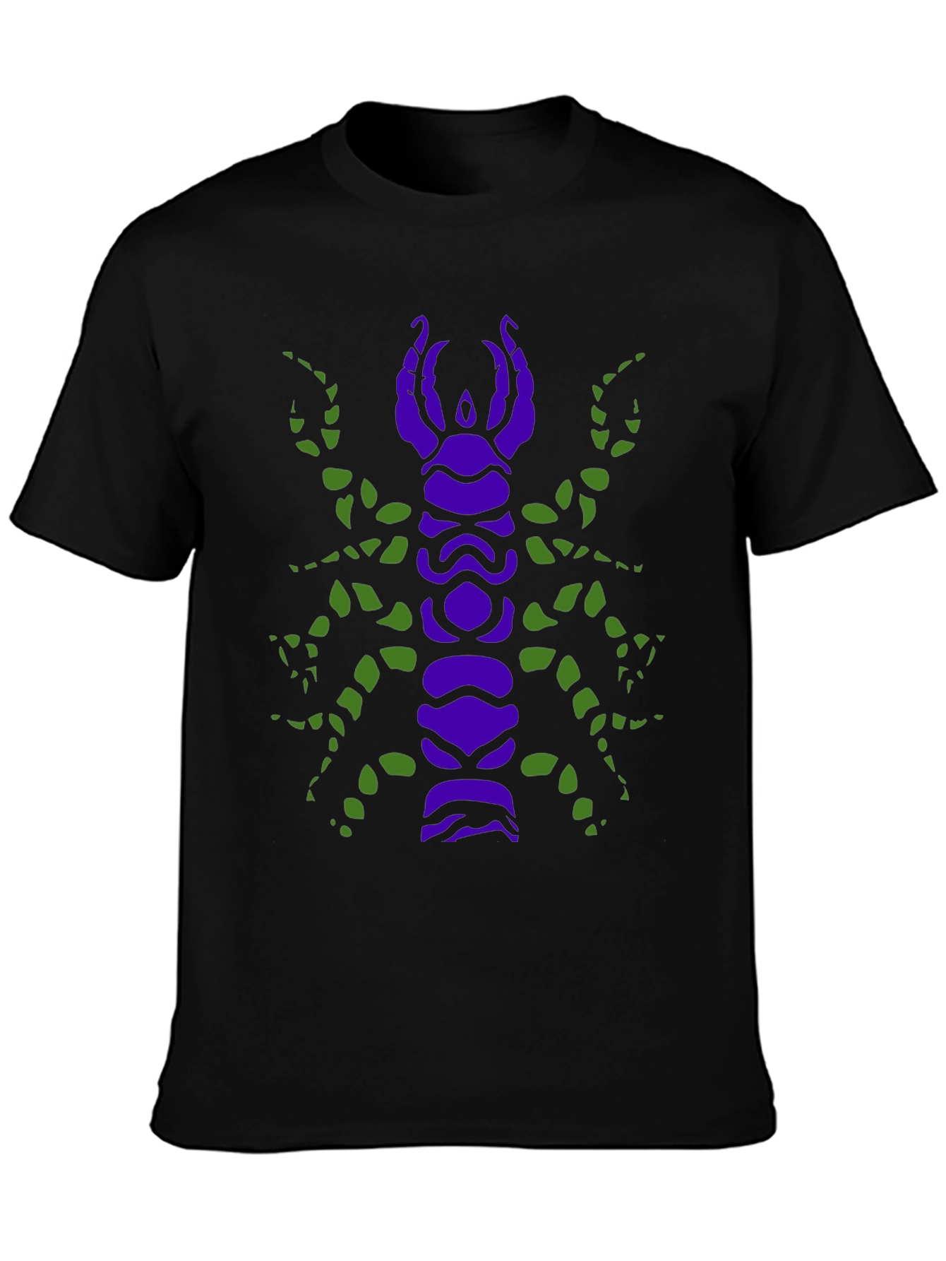 Black Scorpion Graphic Tee - Unique Purple and Green Design view 3