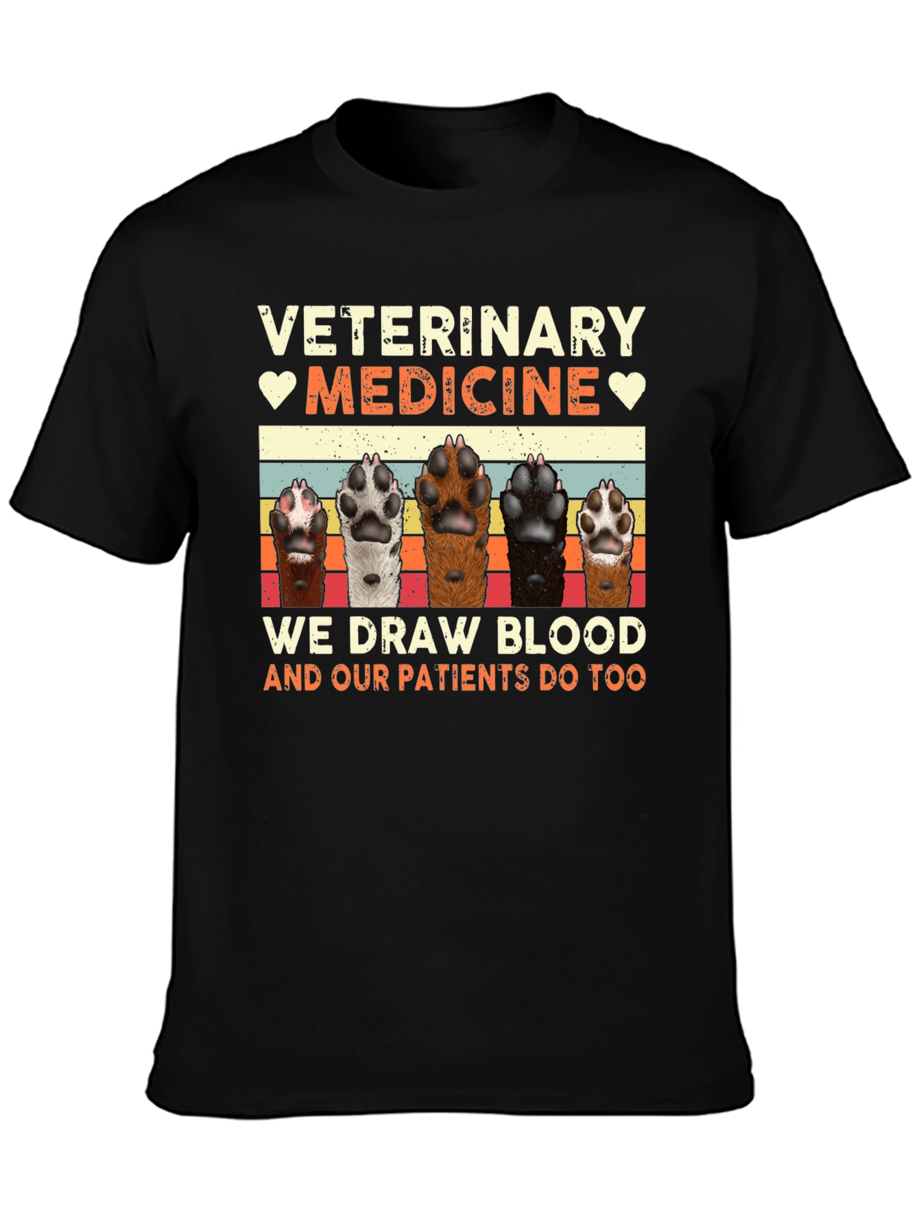 Black Veterinary Medicine Pet Paw T-Shirt view 3
