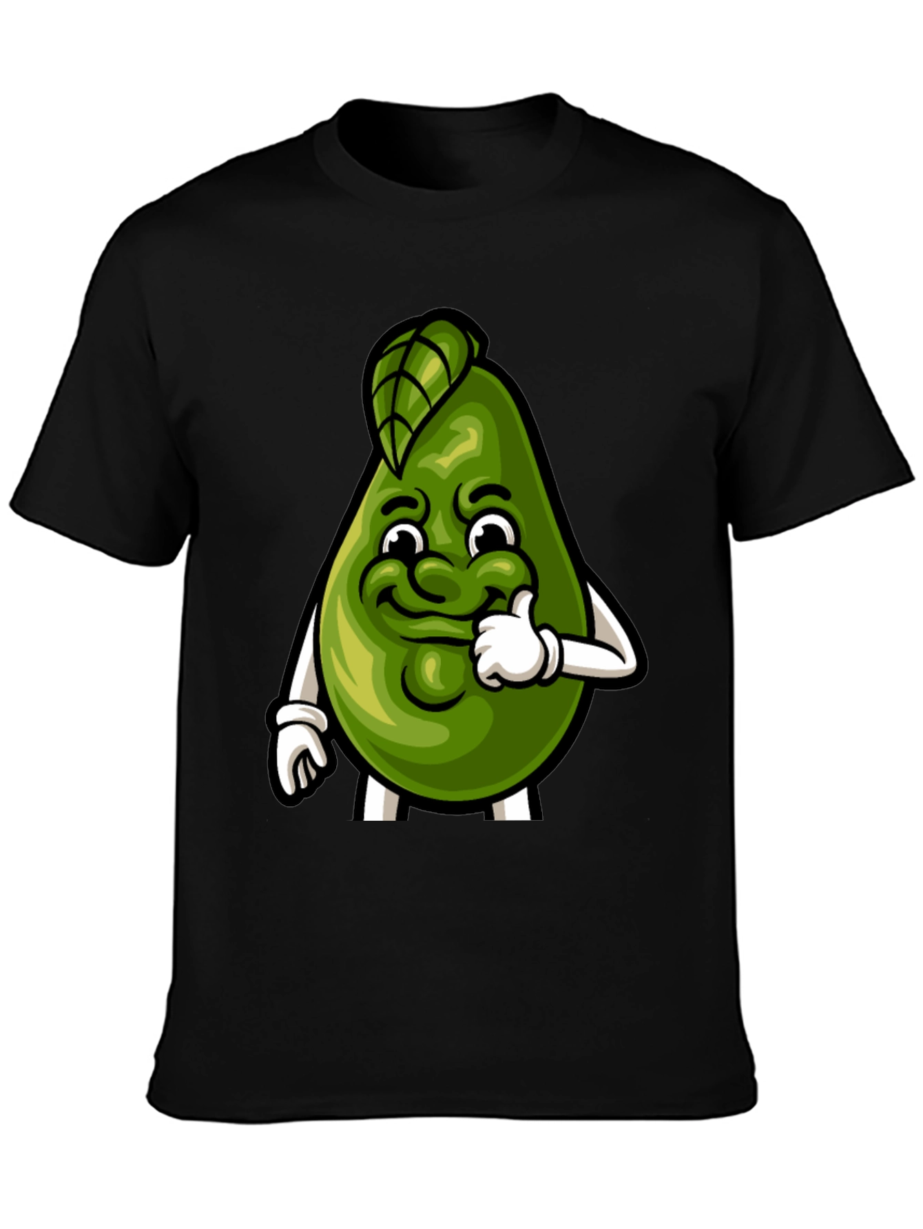Black Funny Avocado Cartoon Graphic Tee - Soft Cotton Shirt view 3