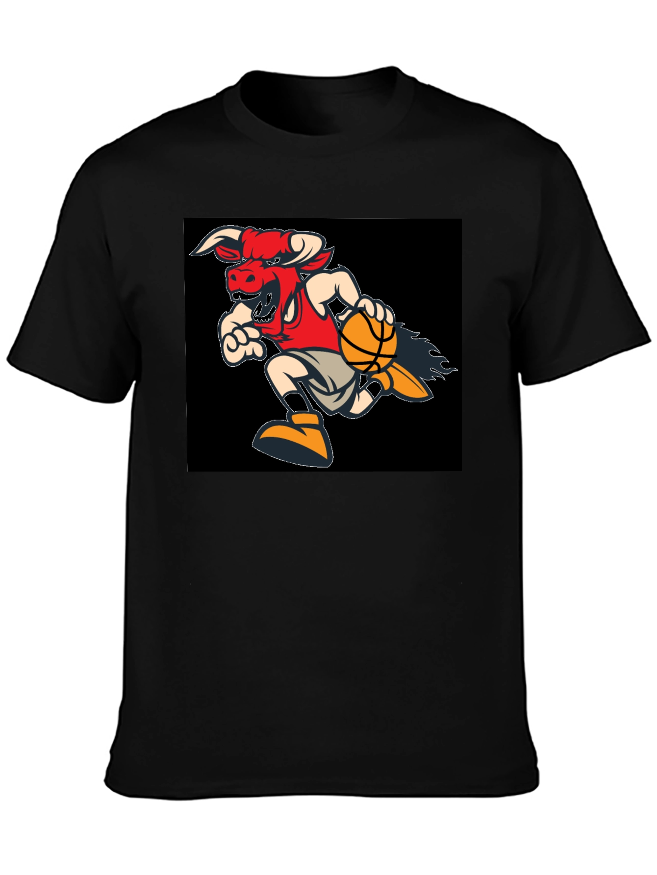 Black Fiery Bulls Basketball Black T-Shirt view 3