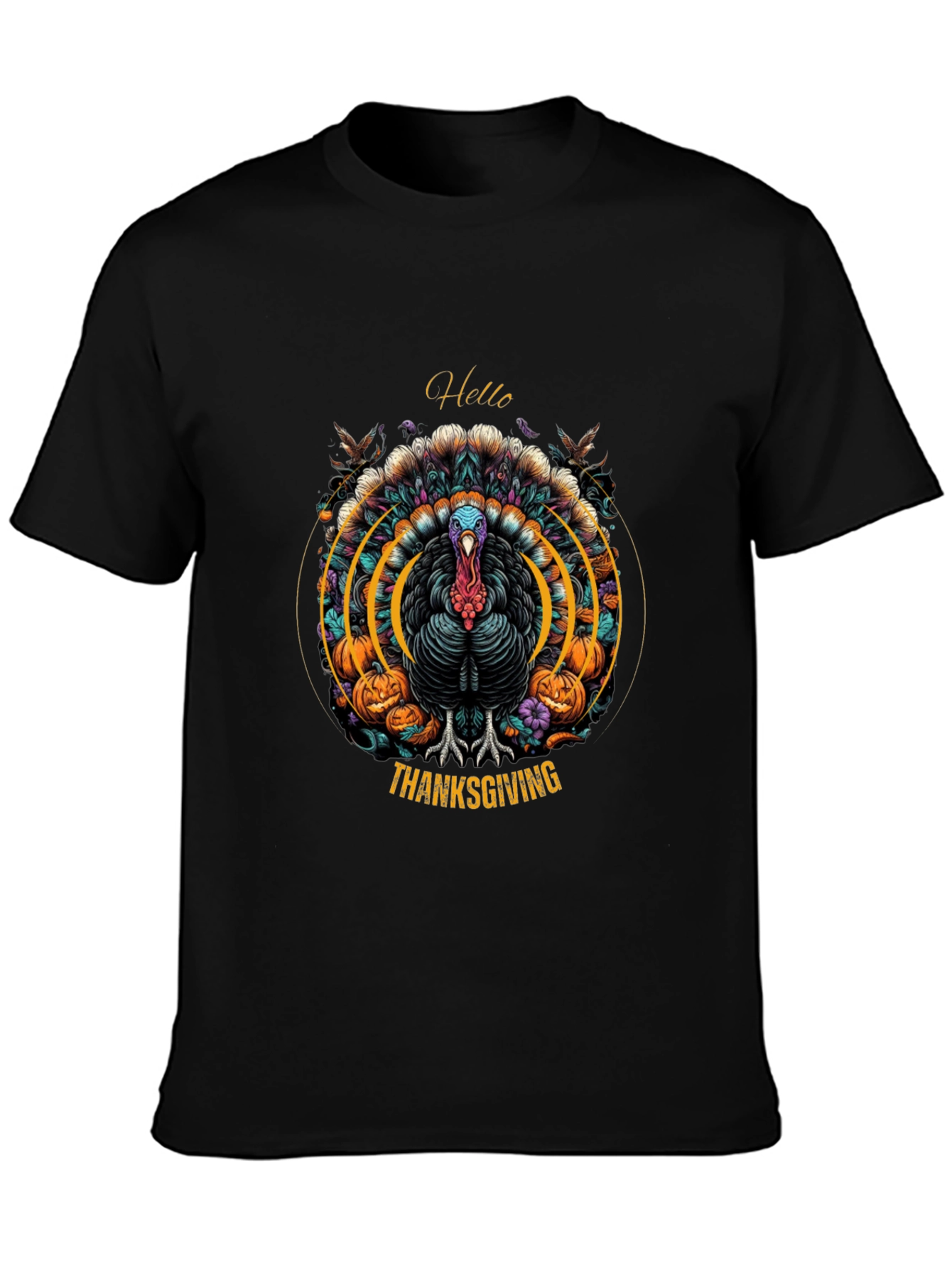Black Thanksgiving Turkey Graphic Tee view 3