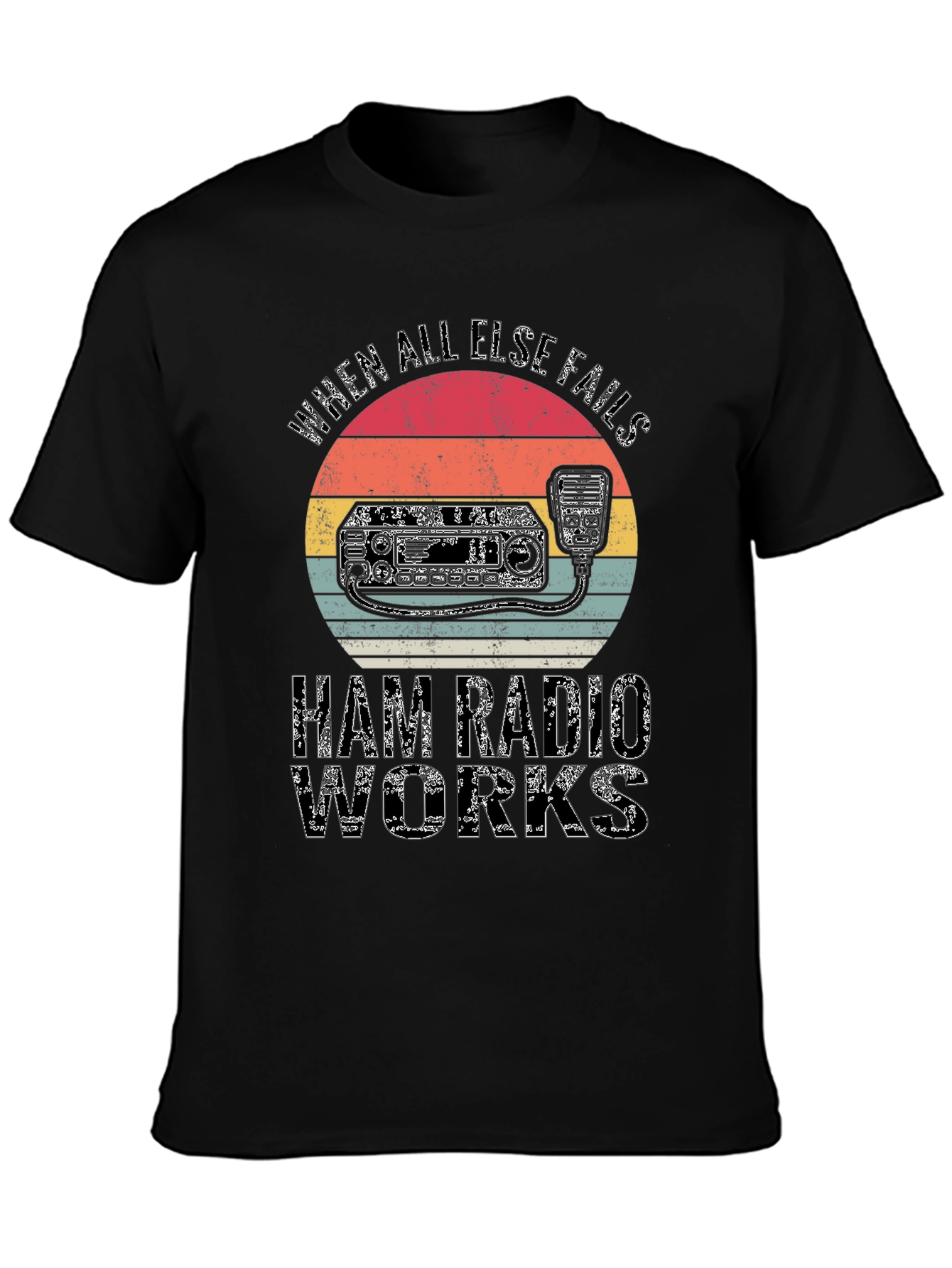 Black Ham Radio T-Shirt - When All Else Fails Ham Radio Works view 3