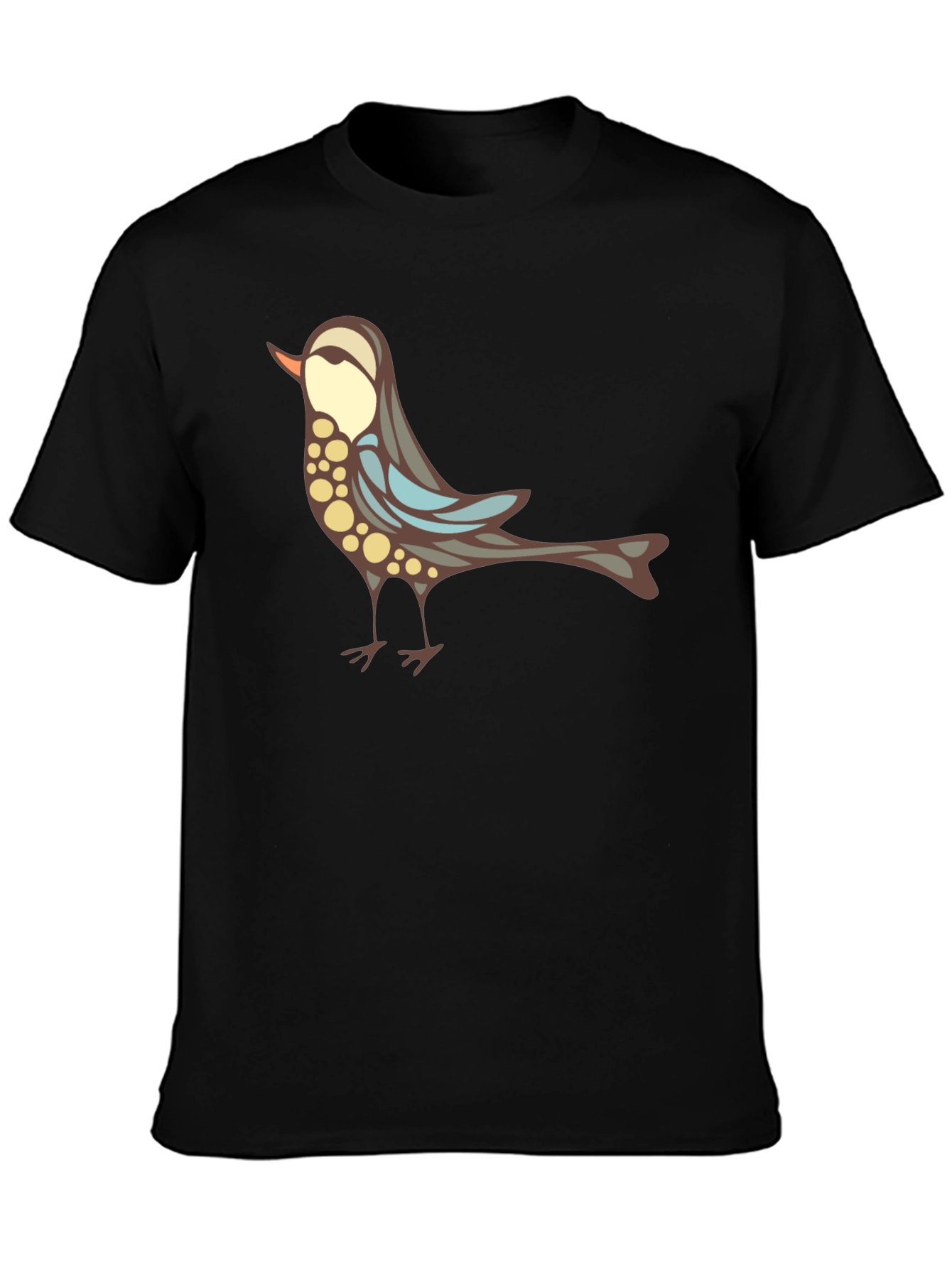 Black Stylish Bird Graphic Black T-Shirt view 3