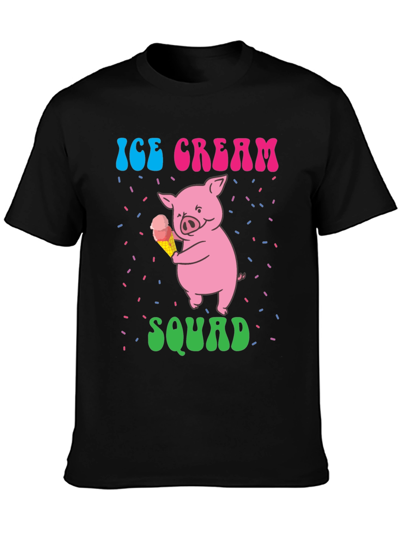 Black Ice Cream Pig Squad Tee view 3