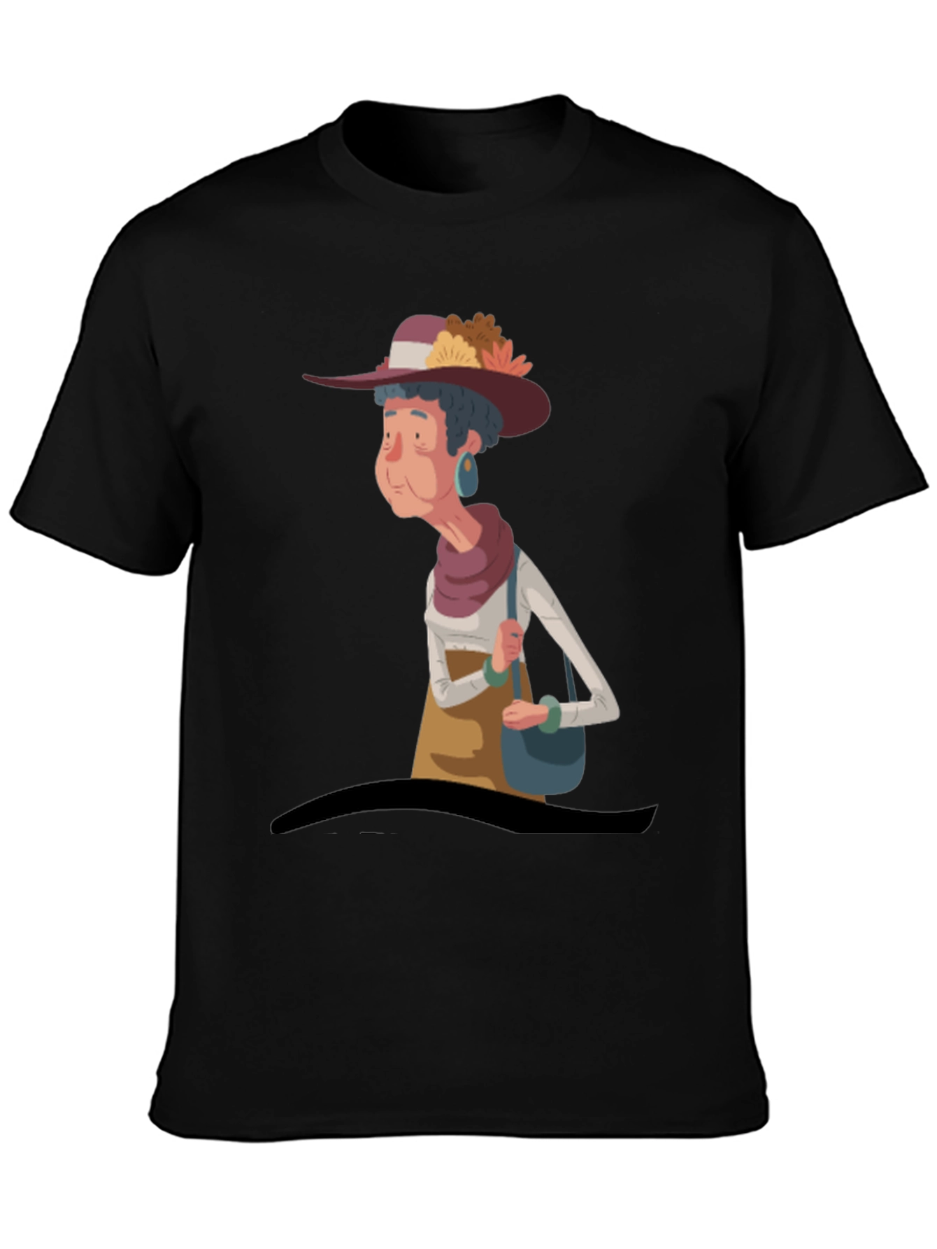 Black Cartoon Grandma T-Shirt view 3